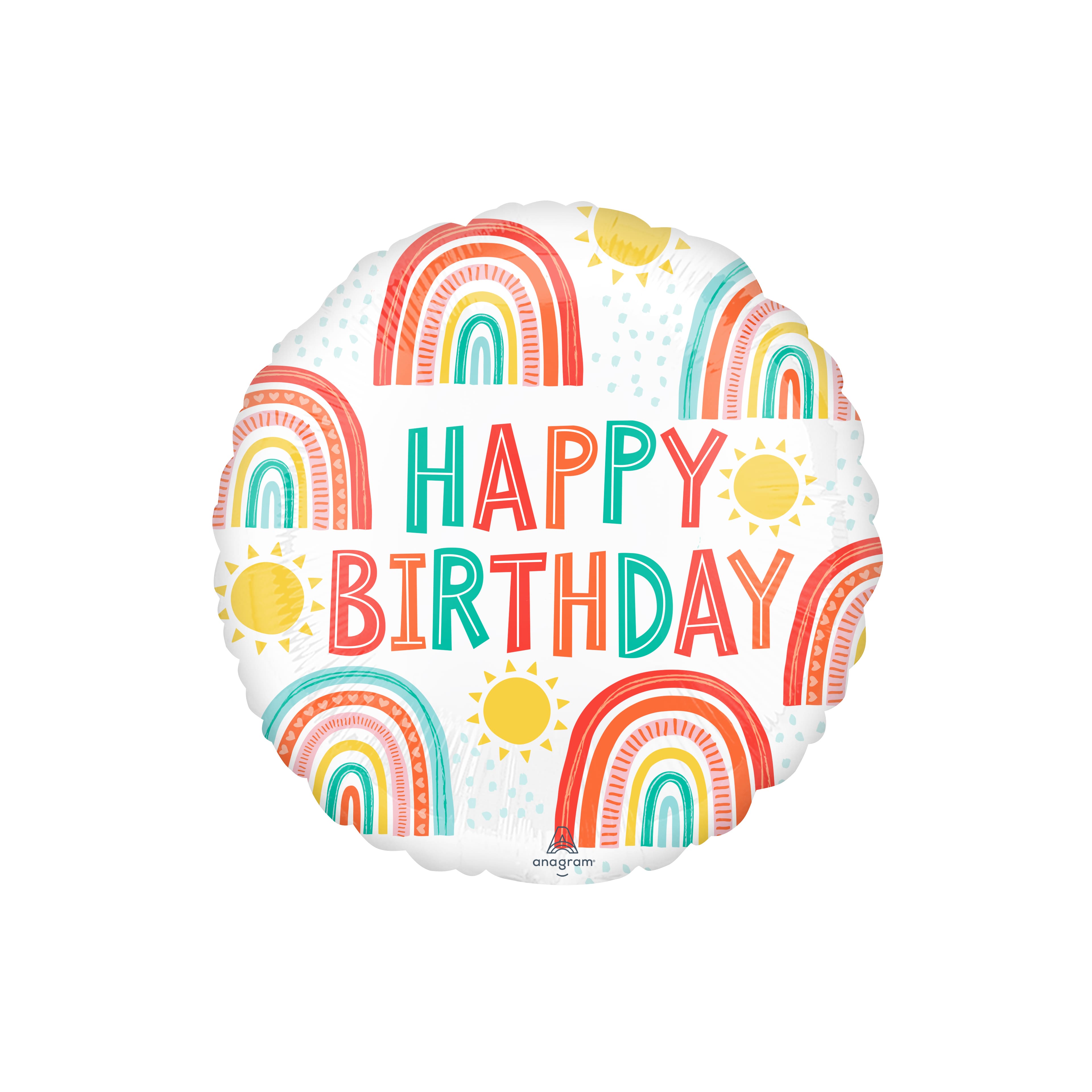 17" Retro Rainbow Birthday Foil Balloon
