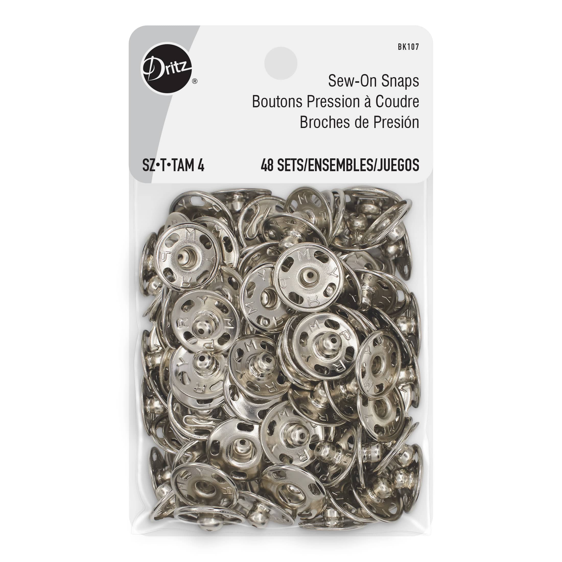 Dritz&#xAE; 5/8&#x22; Silver Sew-On Snaps, 48 Sets