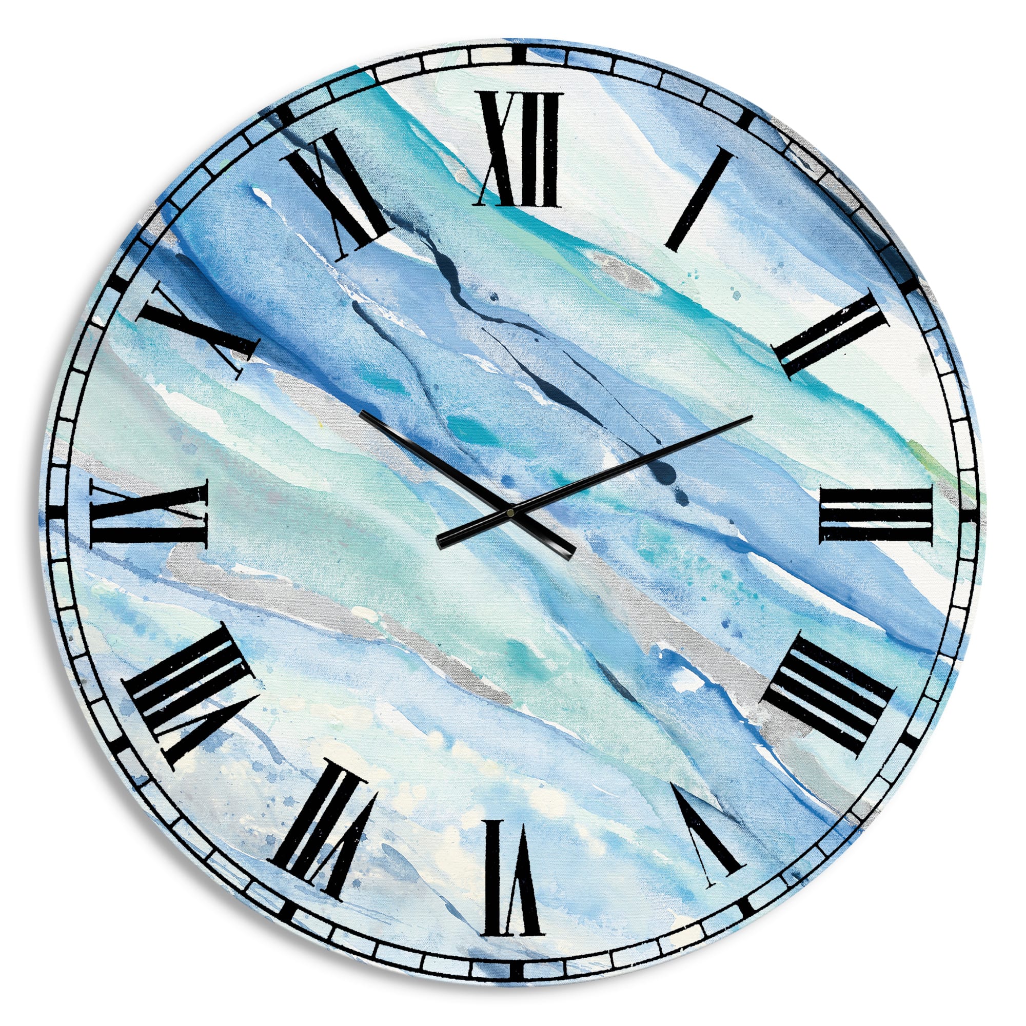 Designart Blue Silver Spring I Wall Clock