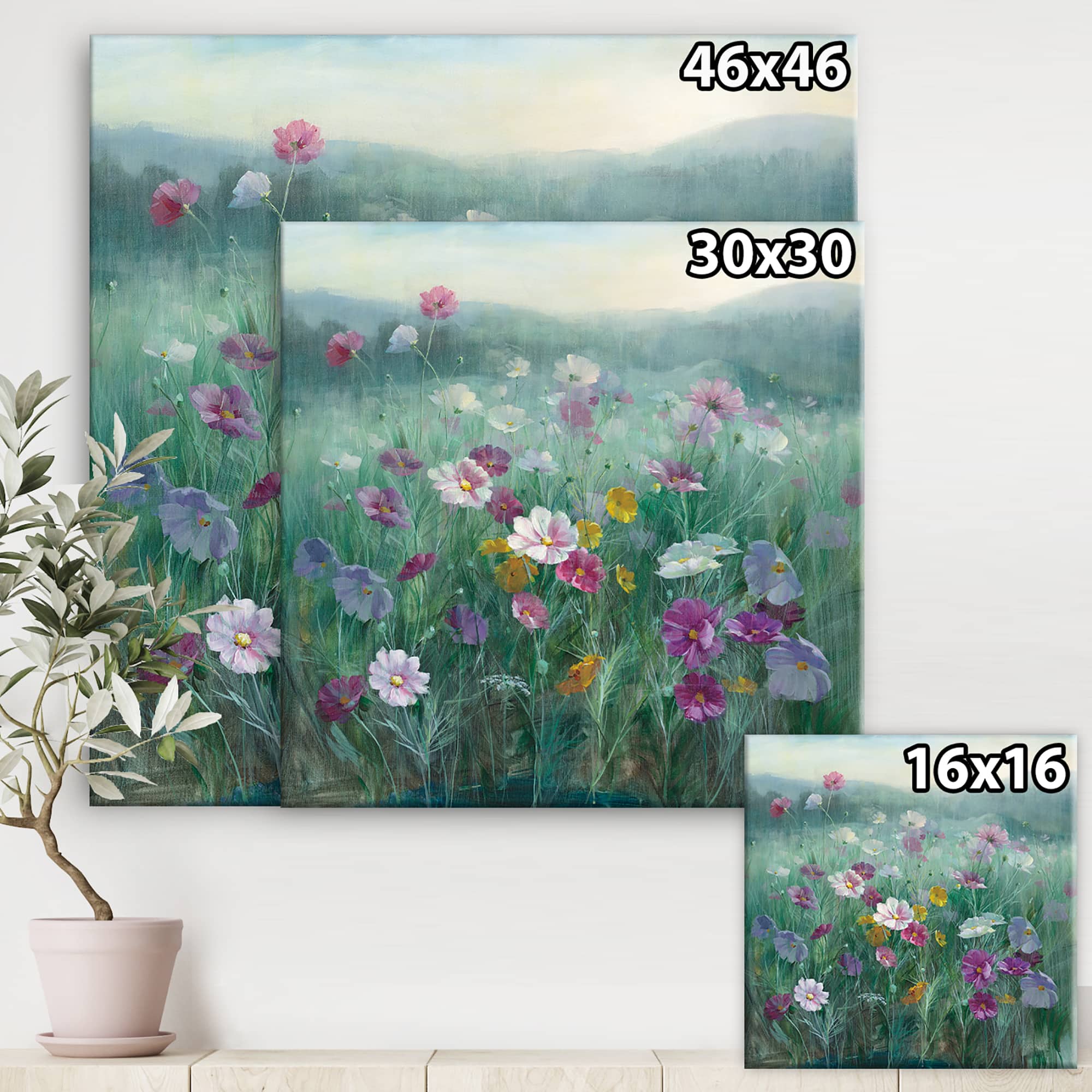 Designart - Flower field - Floral Farmhouse Premium Canvas Wall Art