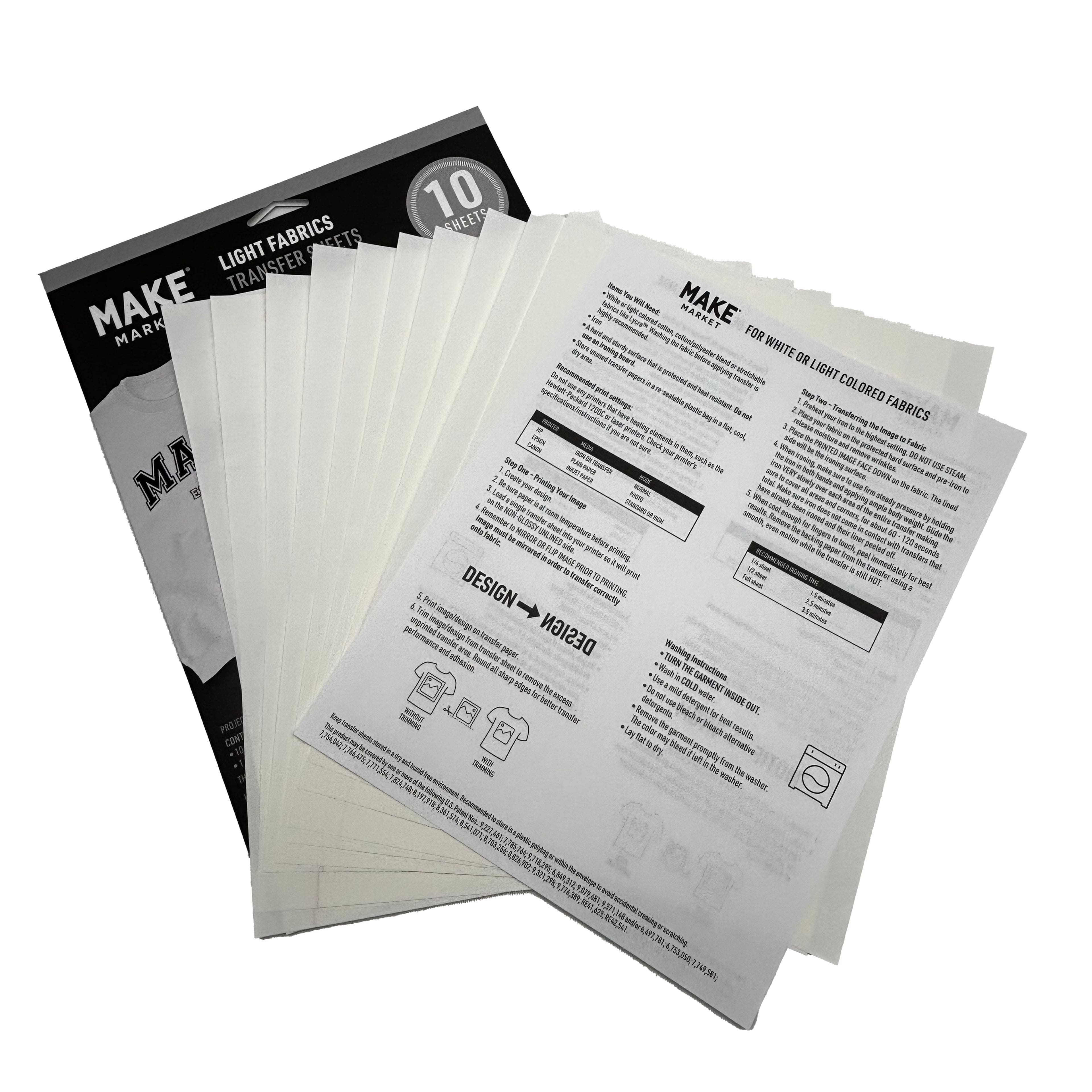 8.5" x 11" Light Fabric Transfer Sheets, 10ct. by Make Market®
