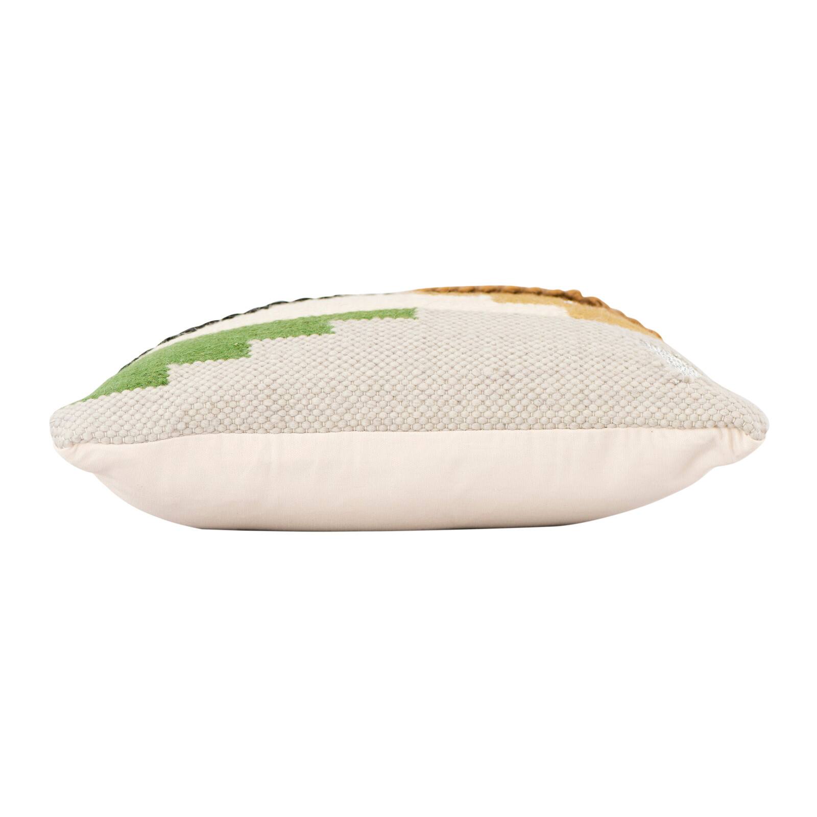 Hello Honey® Yellow, Green & Black Accents Handwoven Wool Kilim Pillow