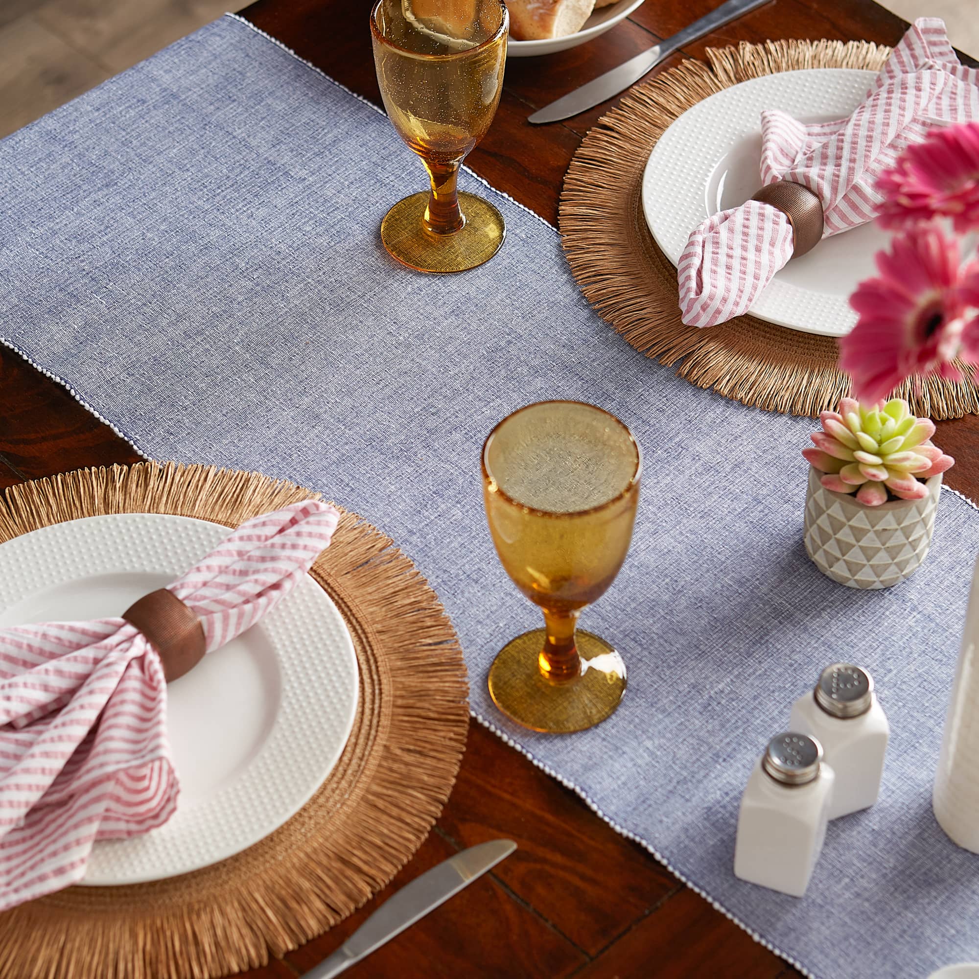 DII&#xAE; 72&#x22; Chambray Ribbed Cotton Table Runner