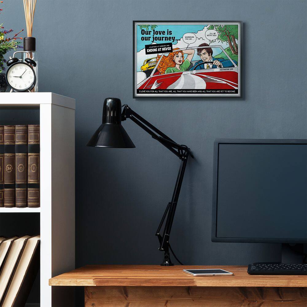 Stupell Industries Love Journey Comic Style Black Framed Wall Art