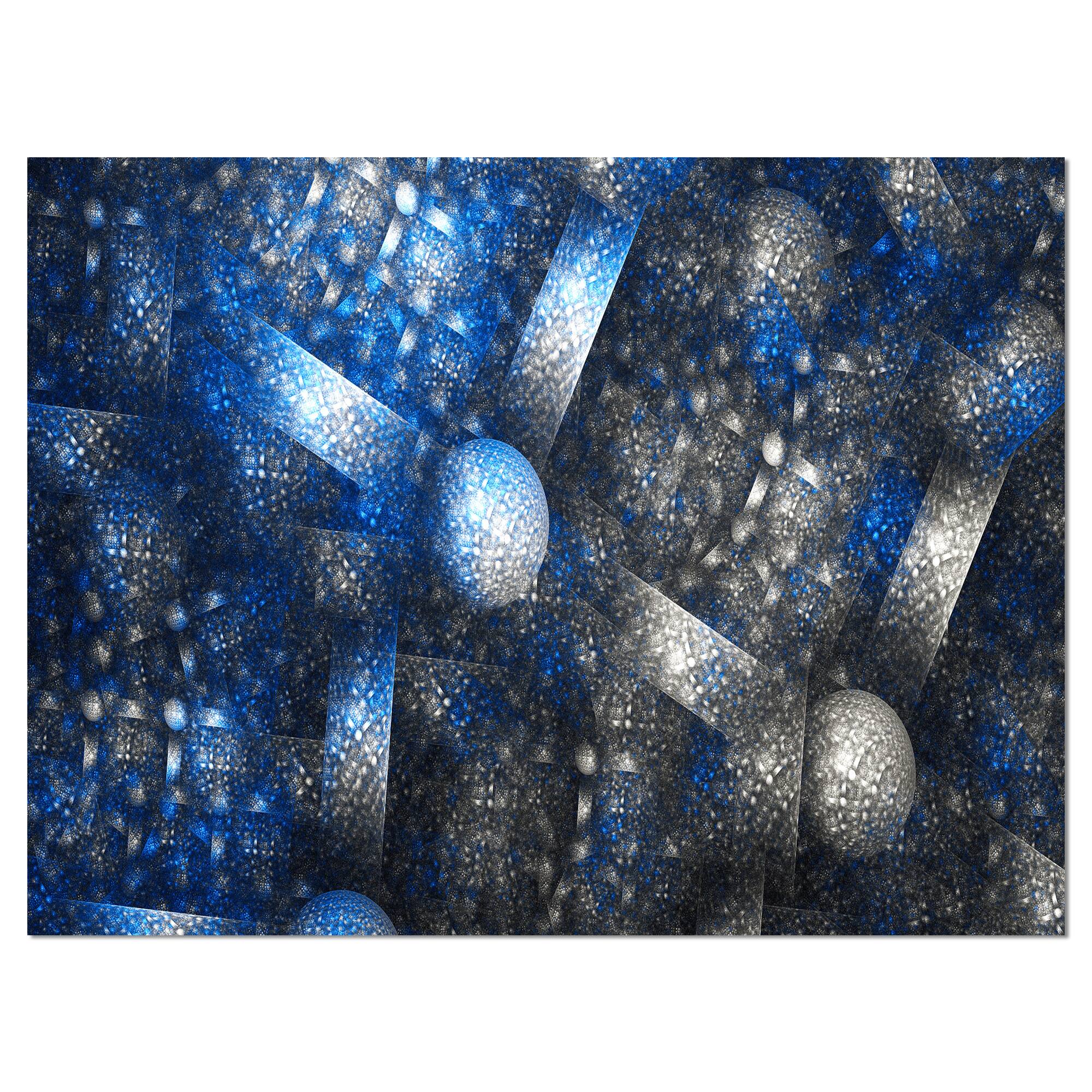 Designart - Crystal Cell Dark Blue Steel Texture - Abstract Wall Art Canvas