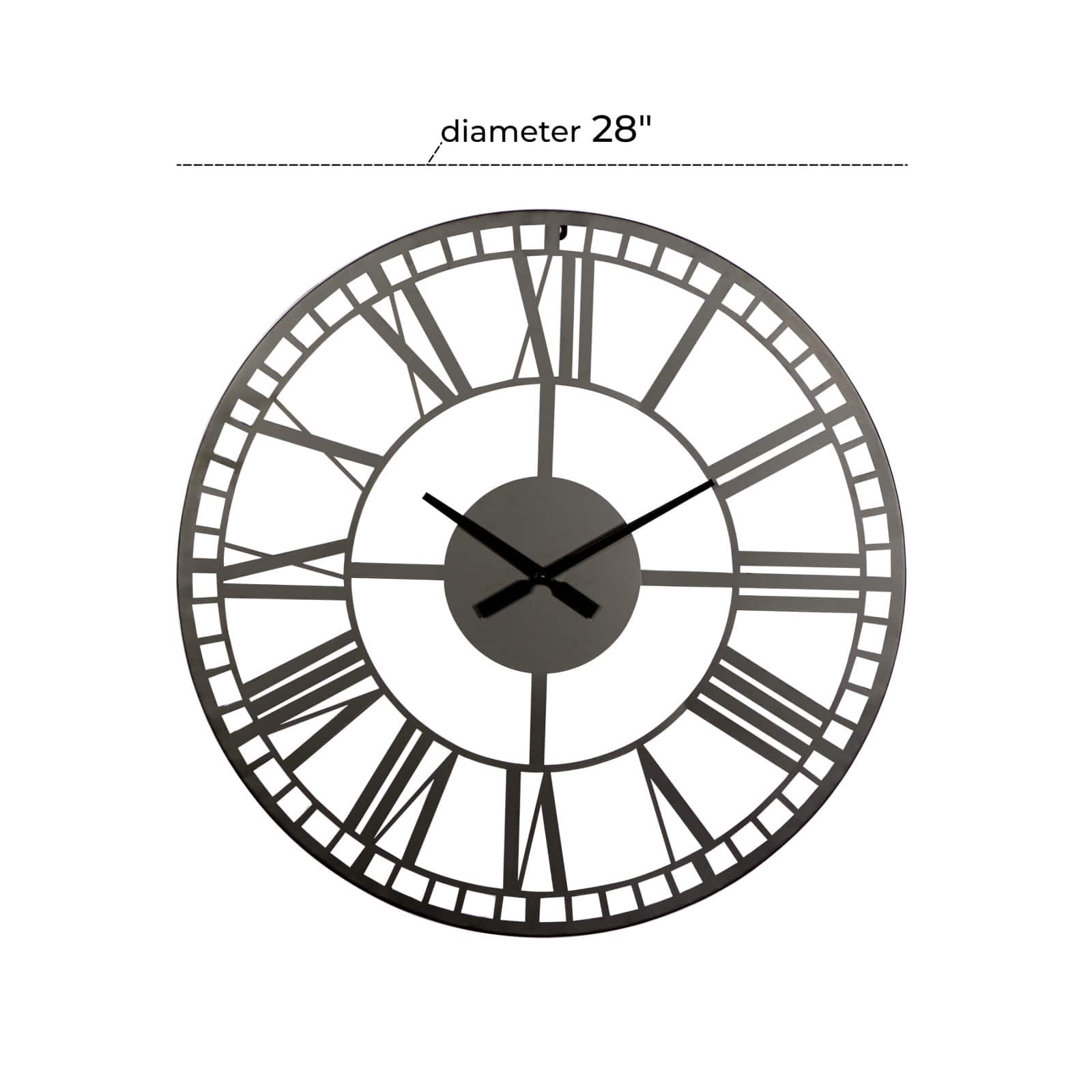 28" Black Metal Contemporary Wall Clock