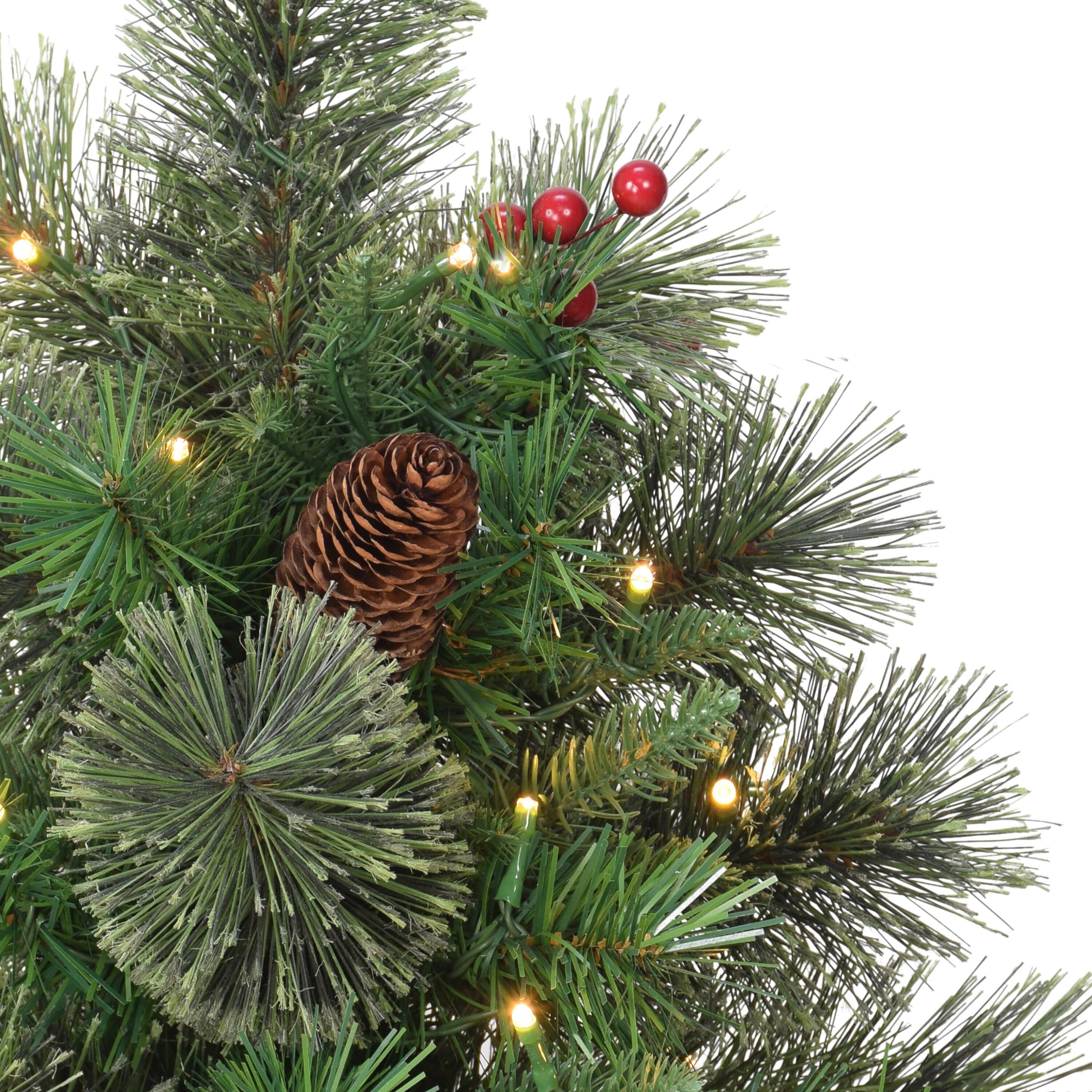 2ft. Pre-Lit Artificial Christmas Tree in Red Base, Warm White LED Lights