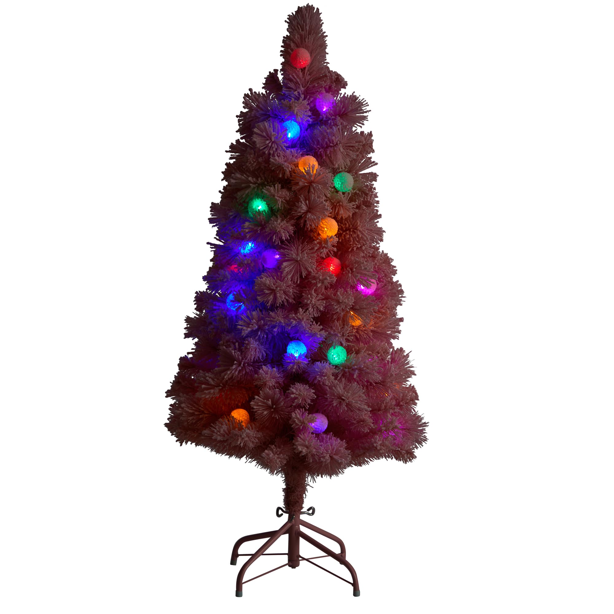 4ft. Pre-Lit Frosted Pink Cashmere Artificial Christmas Tree, Multicolor LED Lights