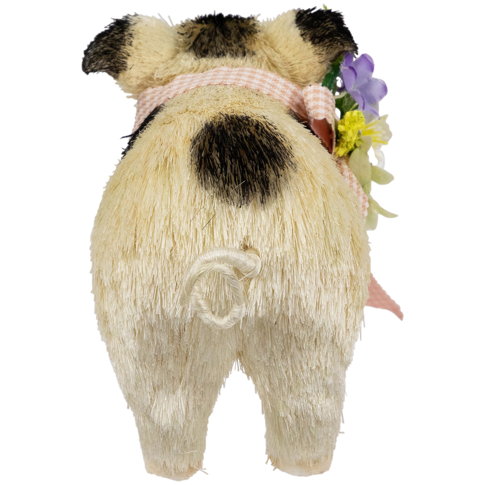 9&#x22; Spotted Piglet with Bow and Flowers Spring Figurine