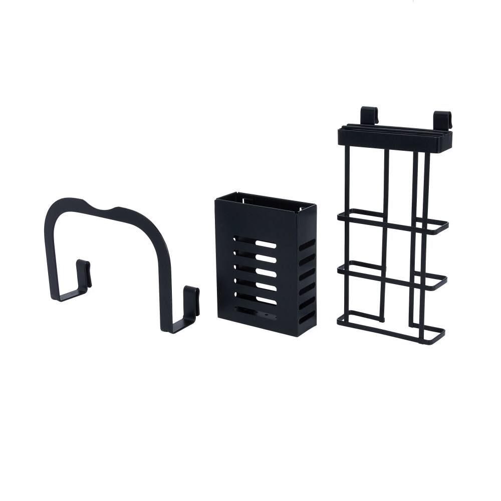 Household Essentials 12" Black Metal 2-Tier Countertop Caddy with Cutouts