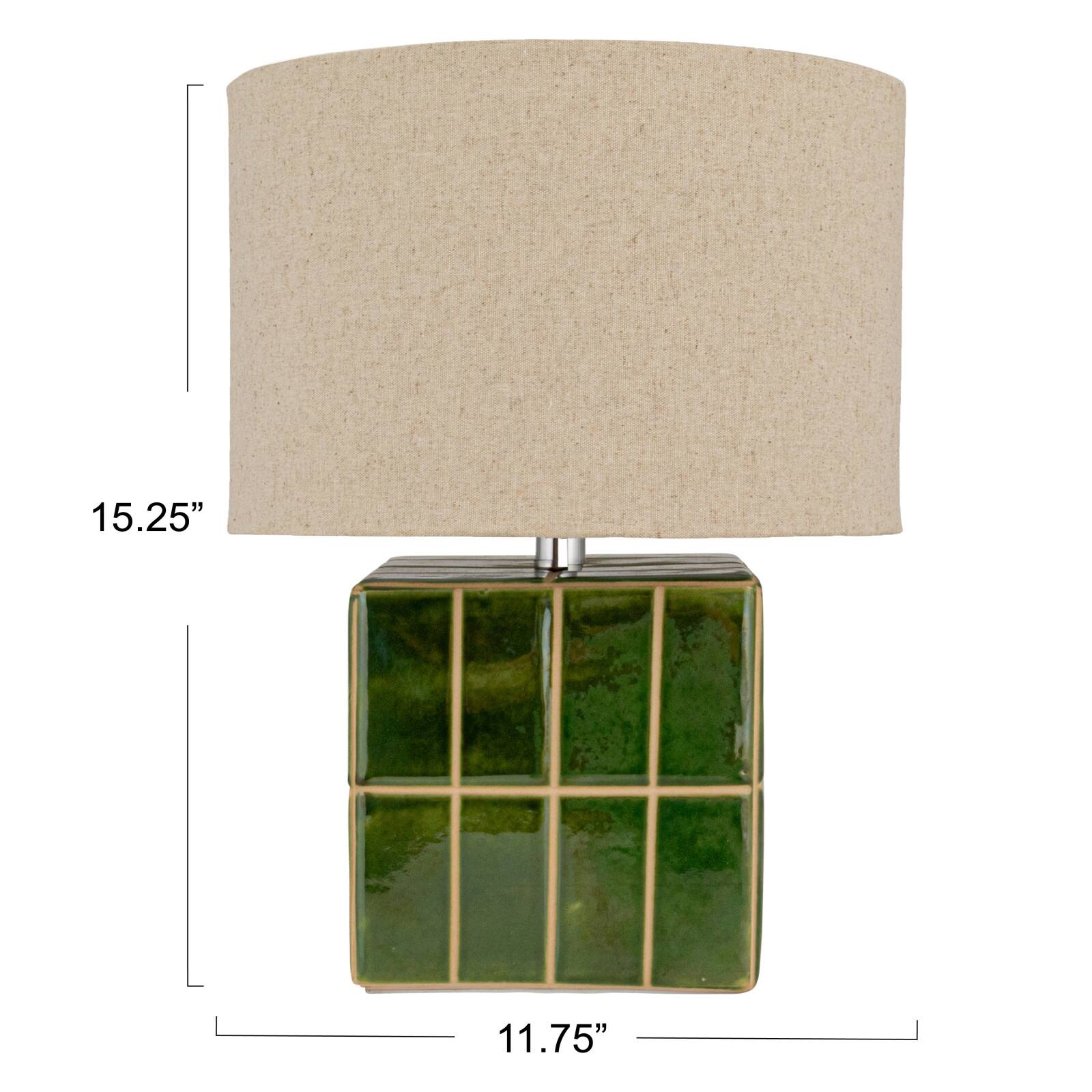 Hello Honey&#xAE; 15&#x22; Green &#x26; White Ceramic Table Lamp