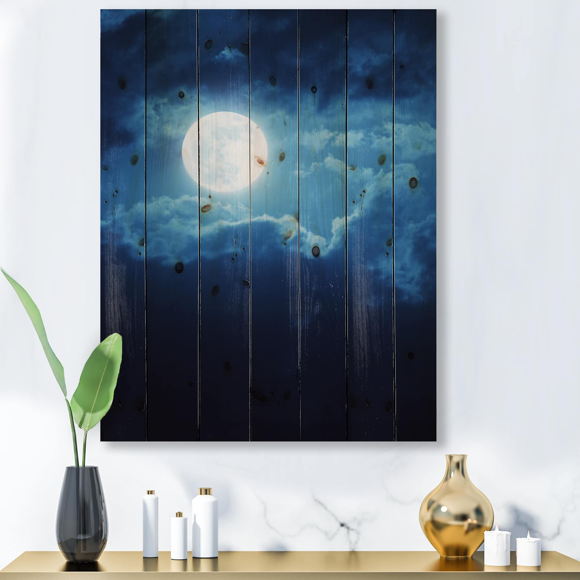 Designart - Full Moon In Cloudy Night Sky III