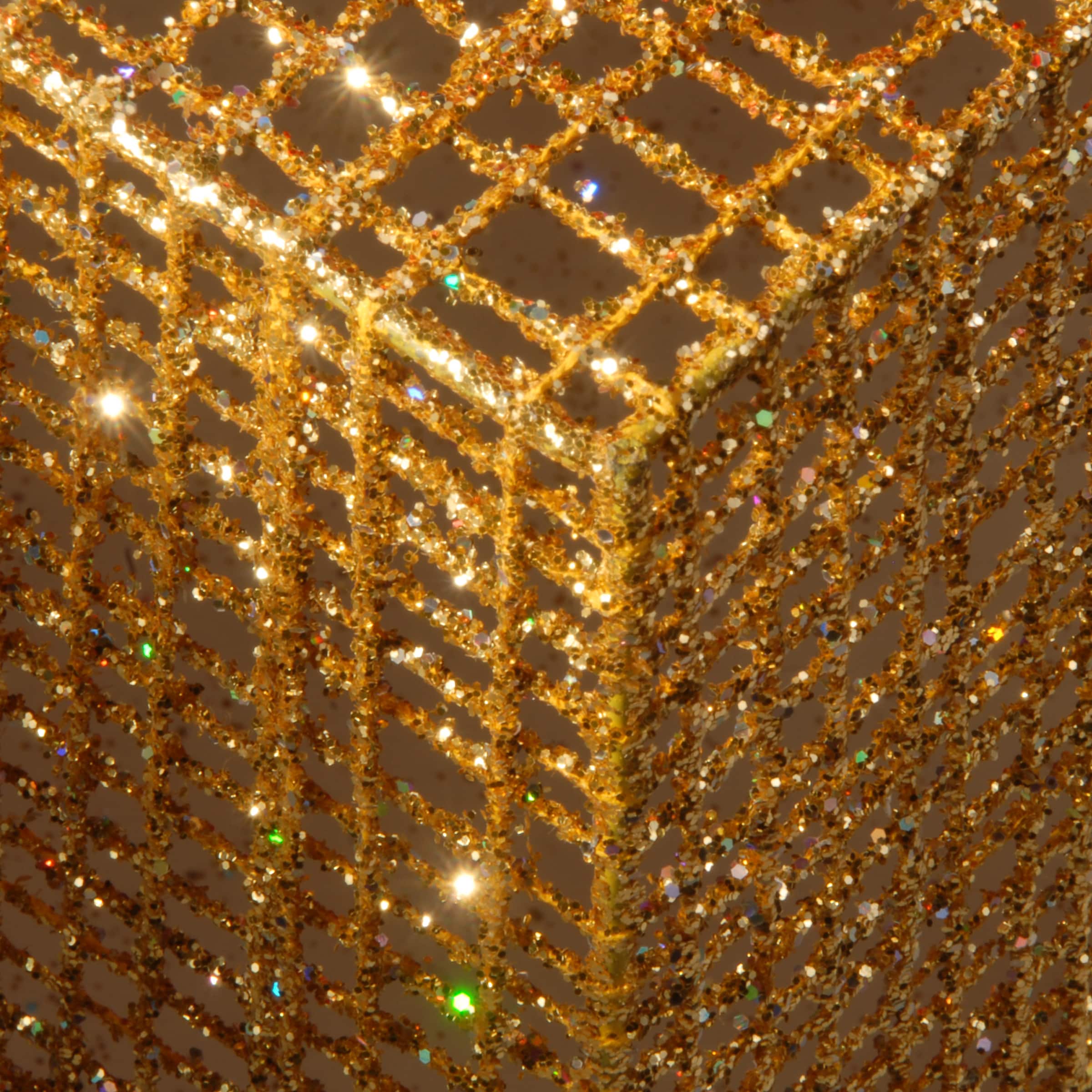 Gold & Red Gift Box Set with Holly with Clear Lights