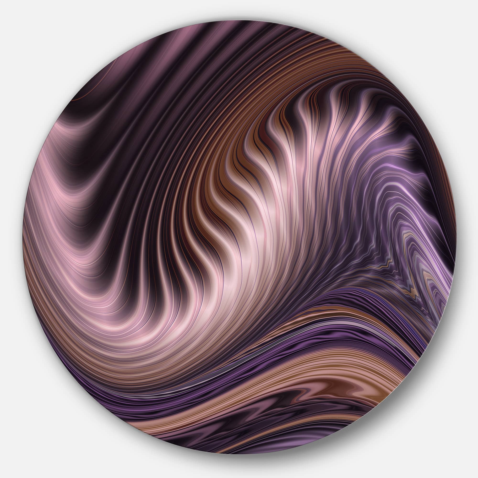 Designart - Purple Waves Fractal Wall Art&#x27; Abstract Metal Circle Wall Art Print