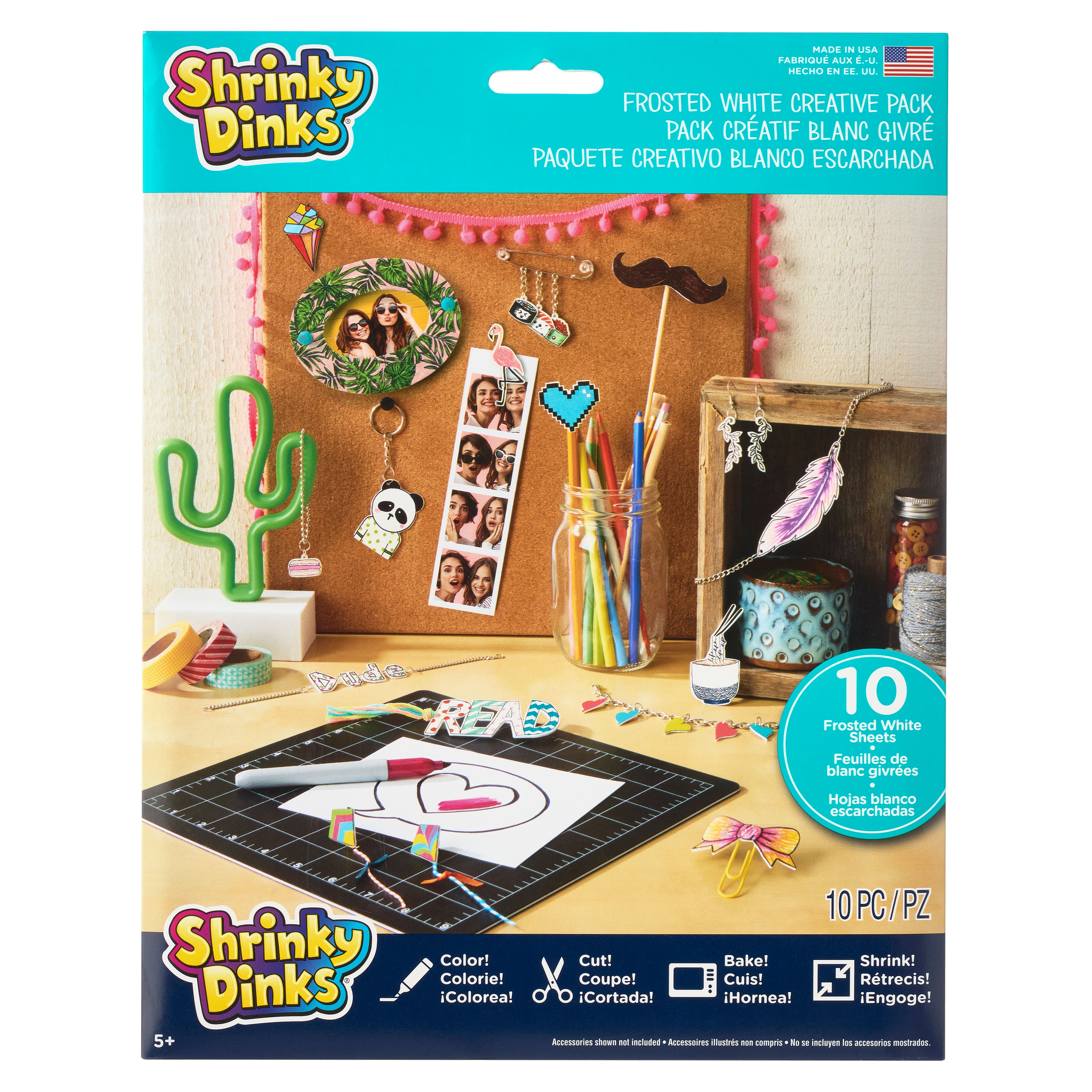 Shrinky Dinks Creative Pack 10 Sheets Frosted White Kids Art and Craft  Activity