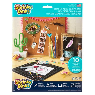 Shrinky Dinks Pack Créatif, 25 Feuilles Blanc Givré, Enfants