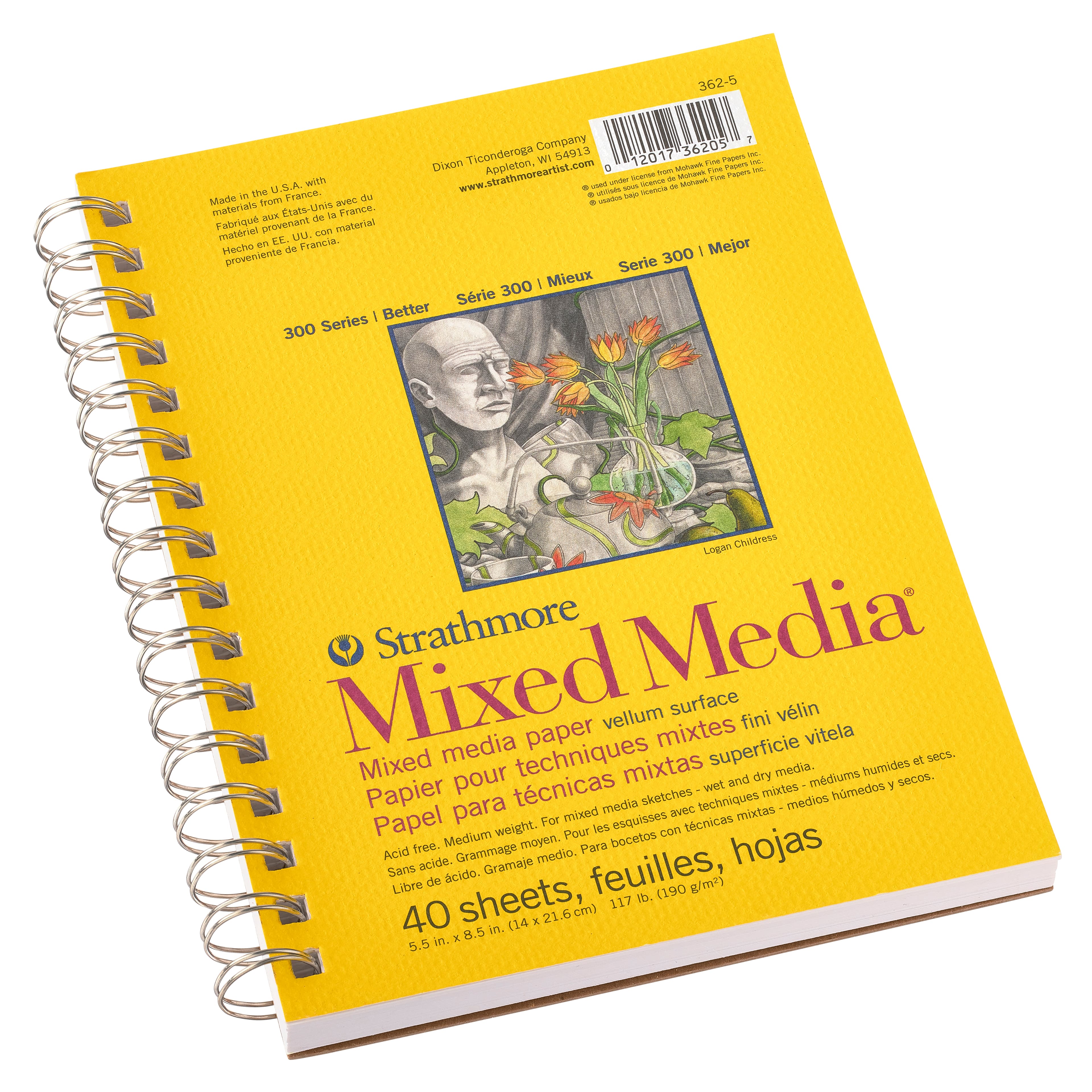 Strathmore Mixed Media Paper Pad, 300 Series, 5.5in x 8.5in, 40 Sheets