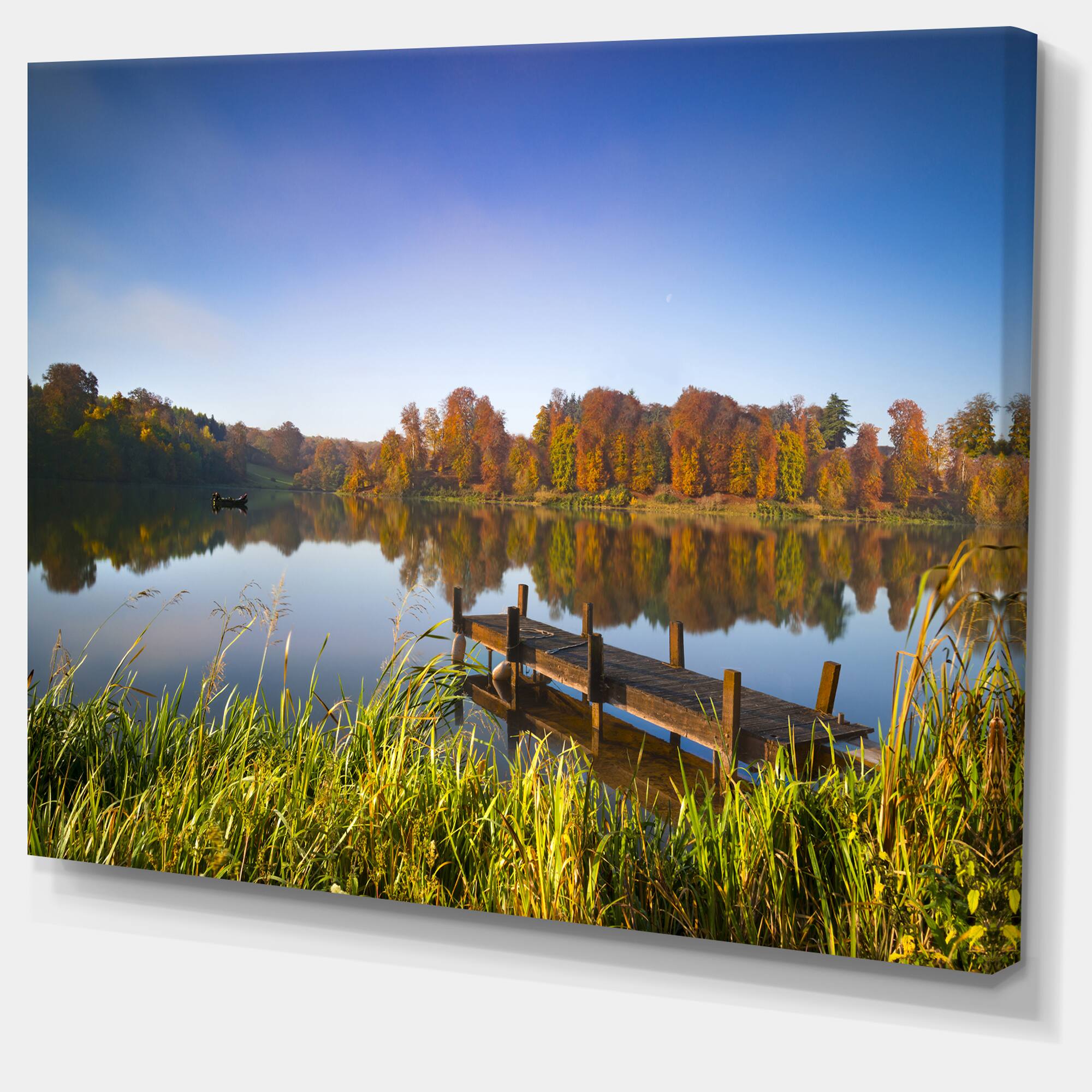 Designart - Still Waters of Fall Lake - Landscape Canvas Art Print