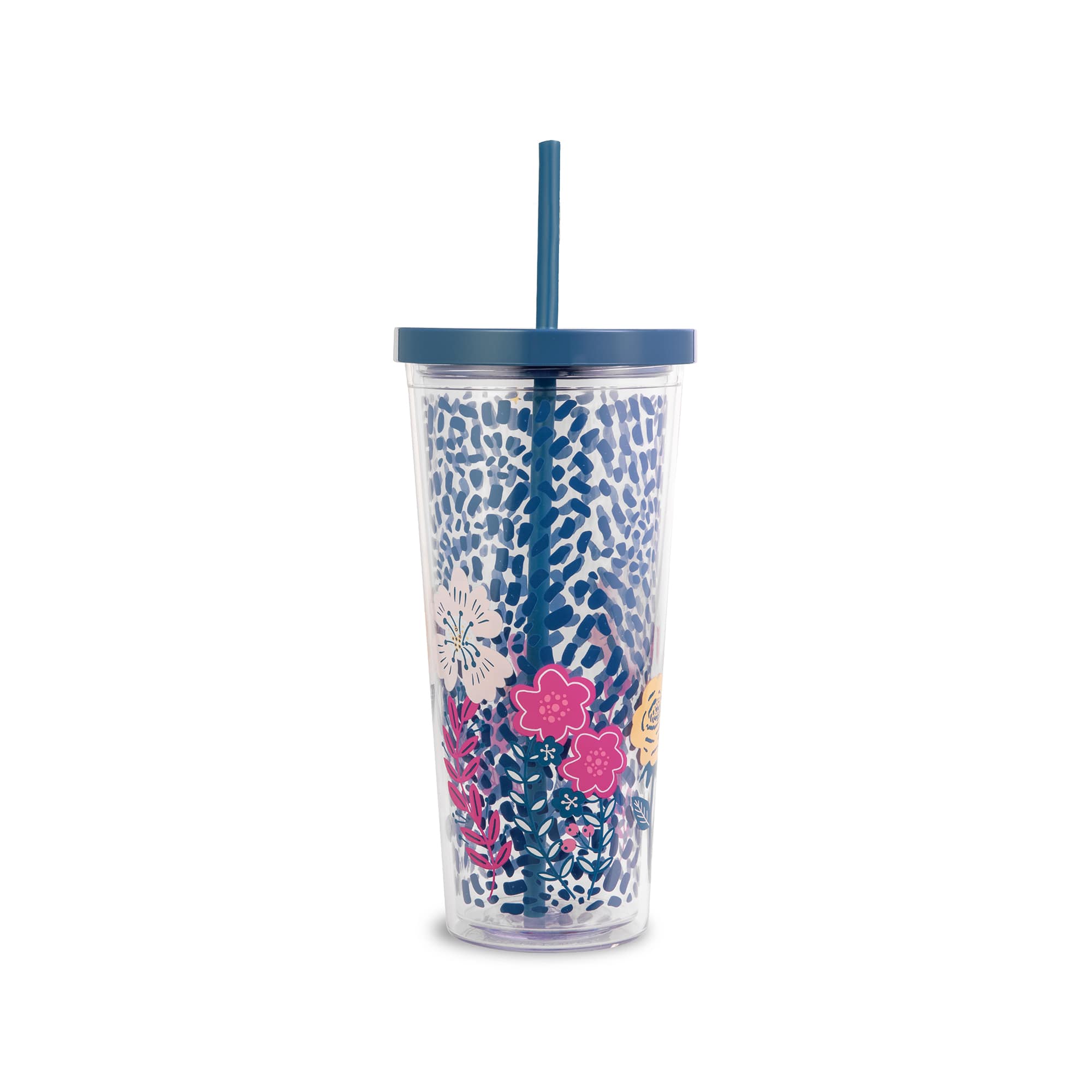 Steel Mill & Co. 24oz. Mosaic Floral Tumbler with Straw