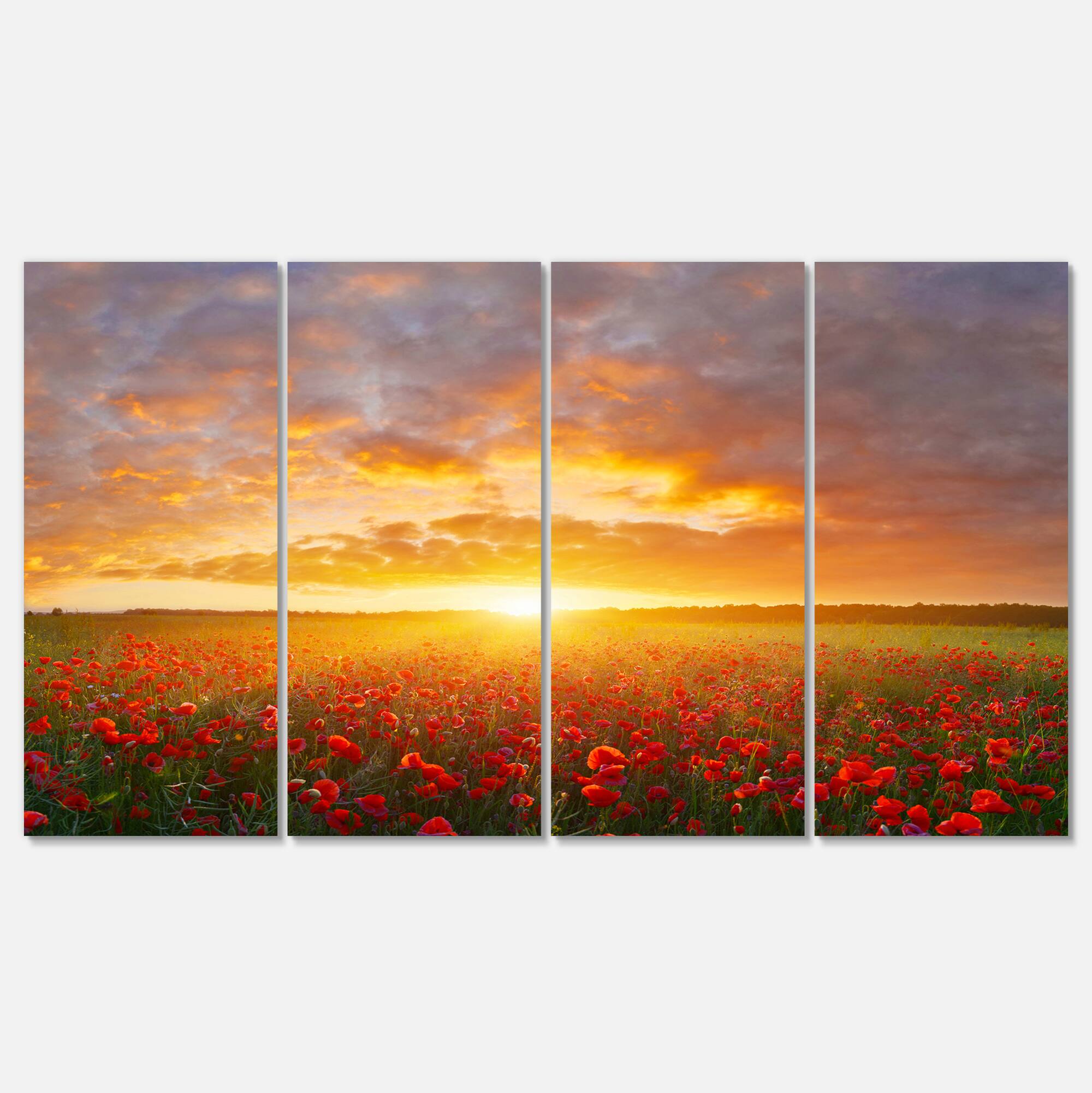 Designart - Poppy Field under Bright Sunset