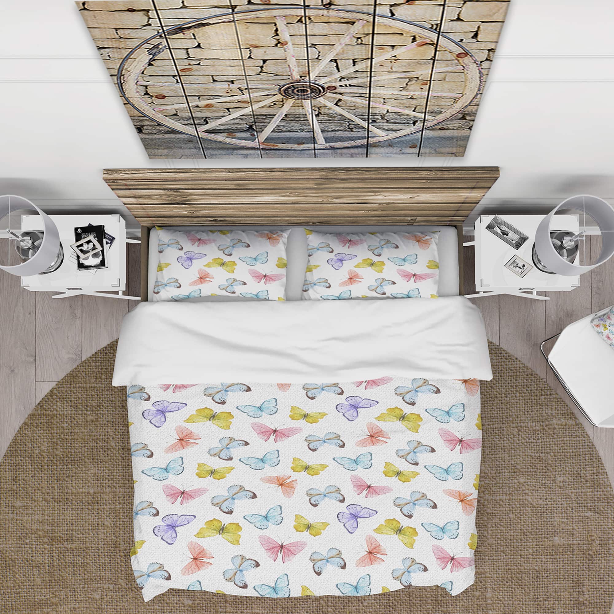 Designart 'Watercolor Butterfly Pattern' Cabin & Lodge Bedding Set - Duvet Cover & Shams