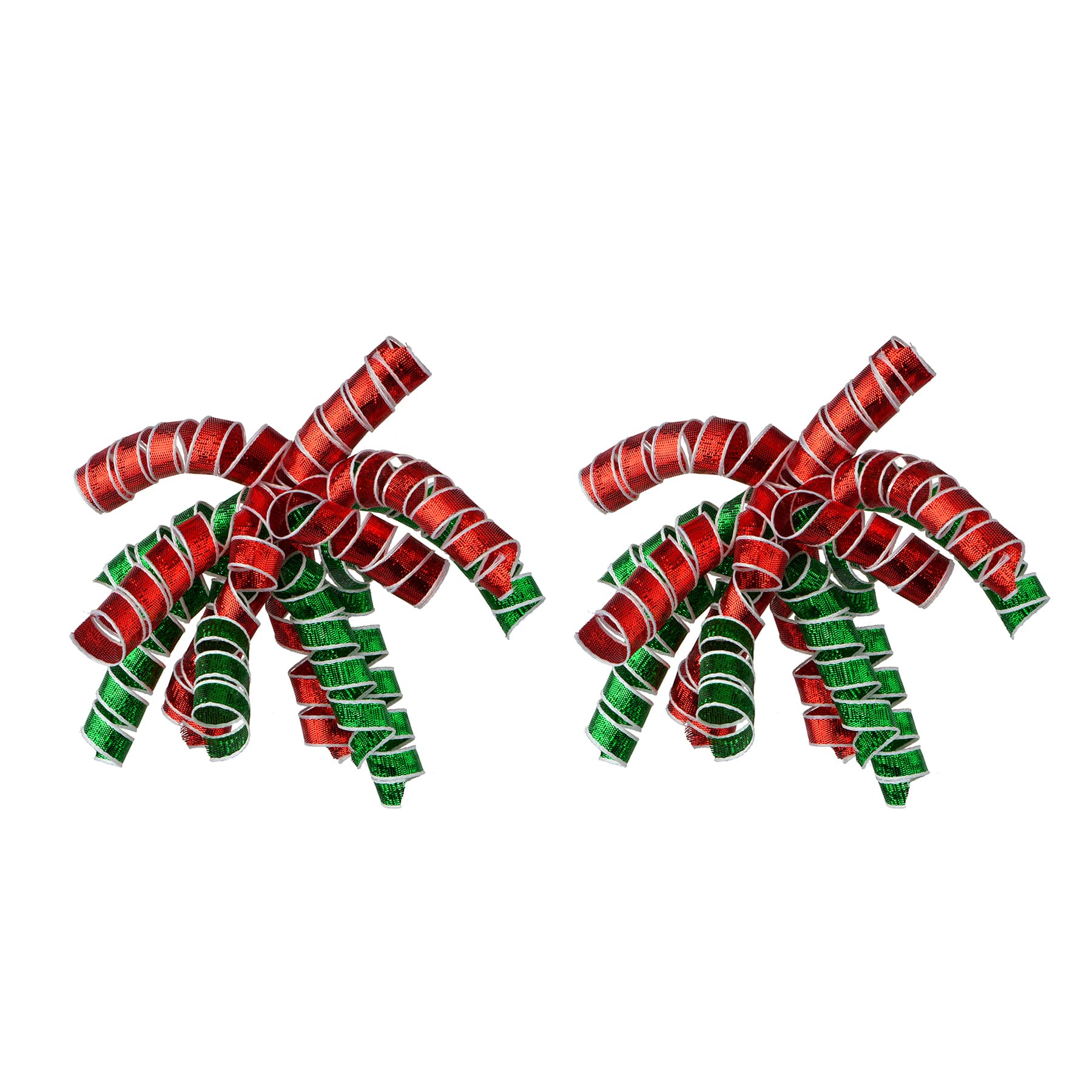 3/8" Metallic Red & Green Curly Ribbon Bows, 2ct. by Celebrate It™