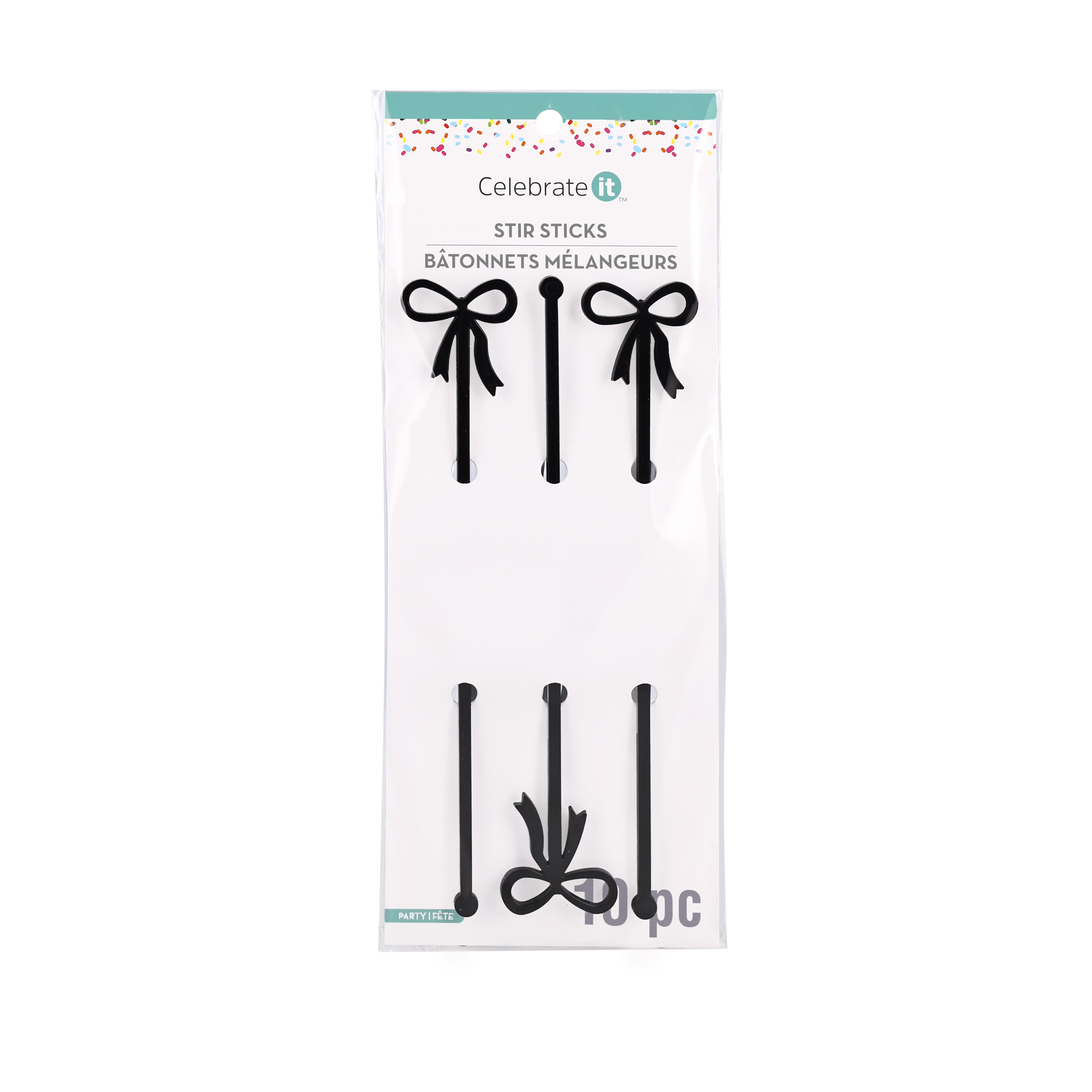 Black Bow Stir Sticks, 10ct. by Celebrate It&#x2122;