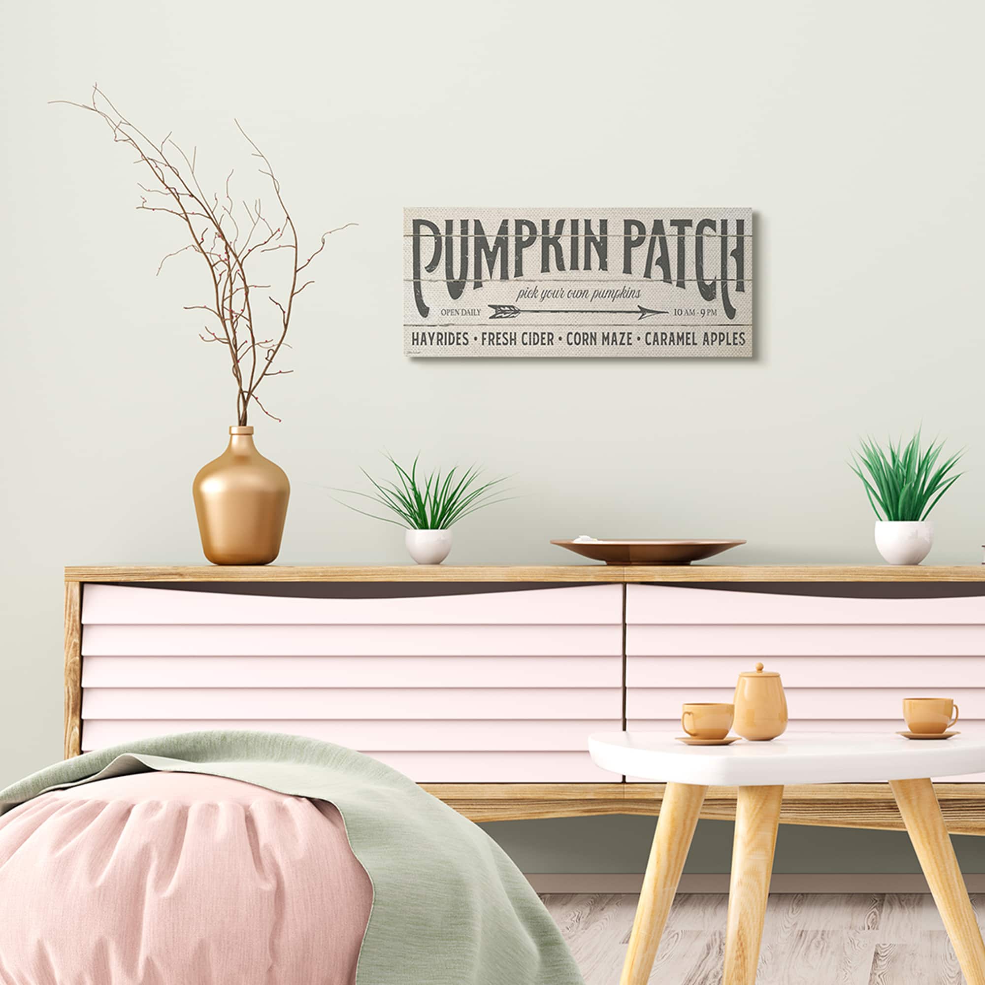Stupell Industries Pumpkin Patch Fall Autumn Seasonal Word Design Canvas Wall Art