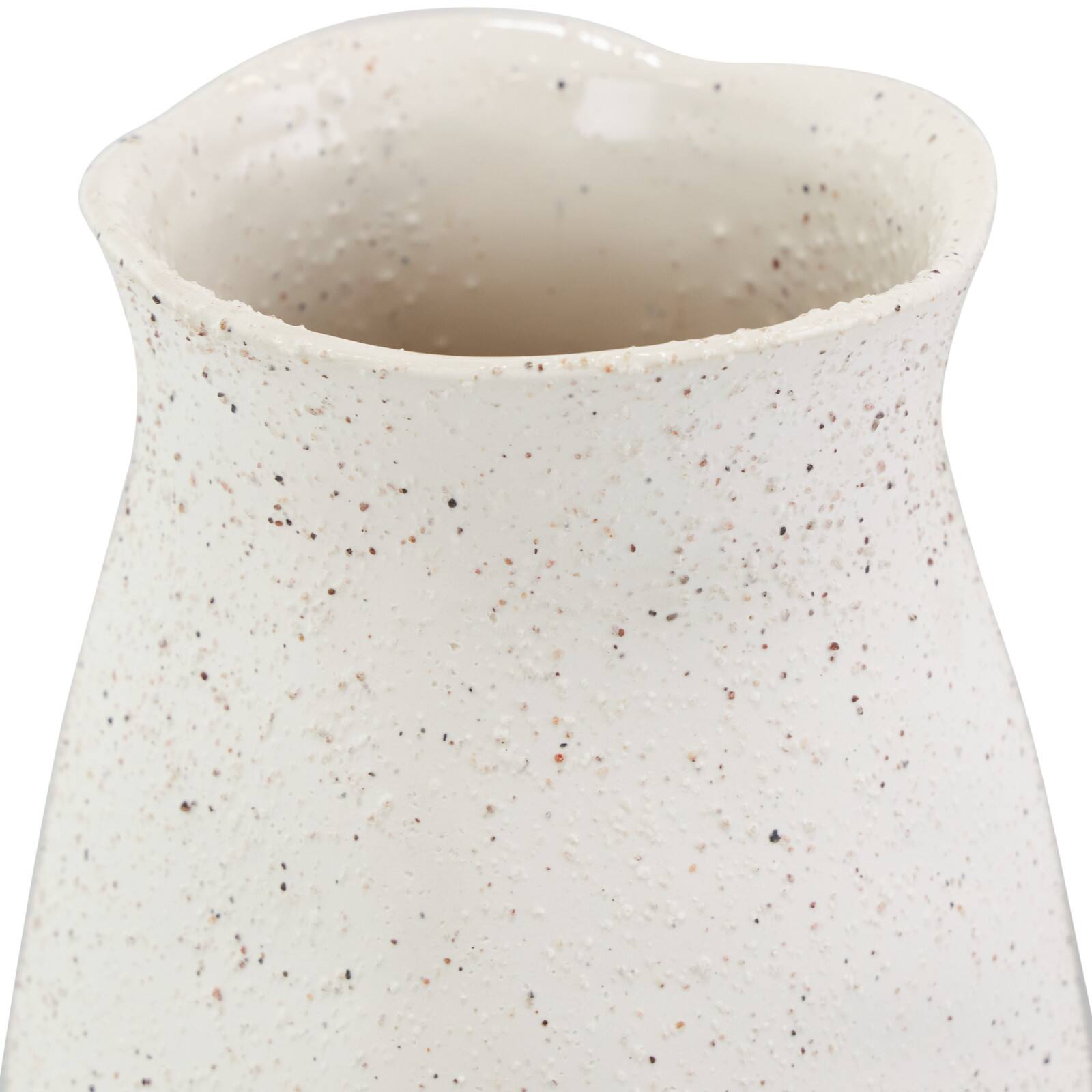 20" Cream Ceramic Abstract Wavy Vase with Textured Speckled Detailing