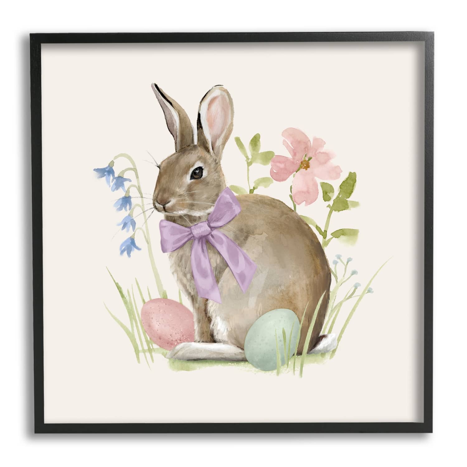 Stupell Industries Spring Bunny Rabbit Easter Eggs Blossoming Flowers Framed Giclee Art
