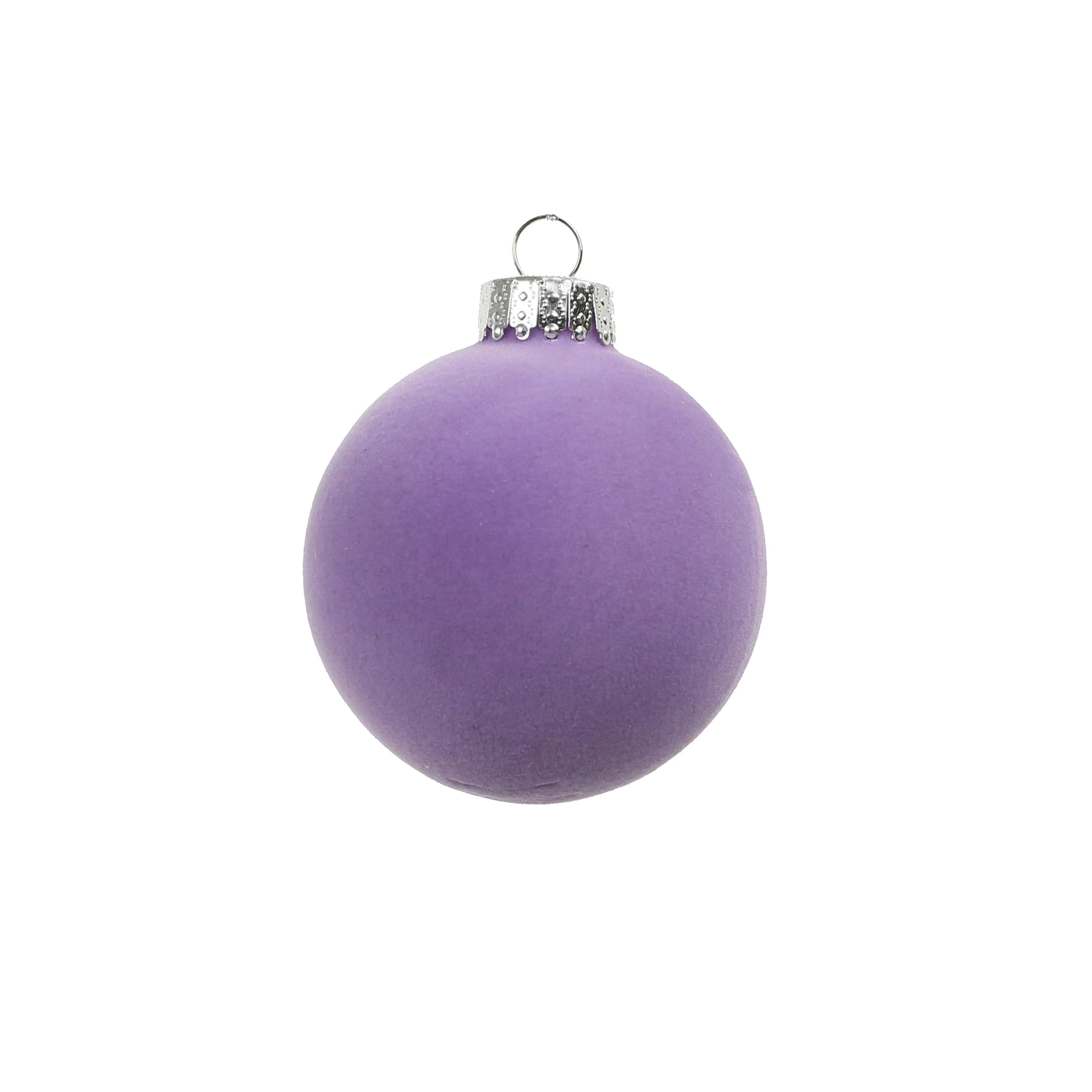 6 Pack 2.5&#x22; Lilac Flocked Glass Ball Ornaments by Ashland&#xAE;