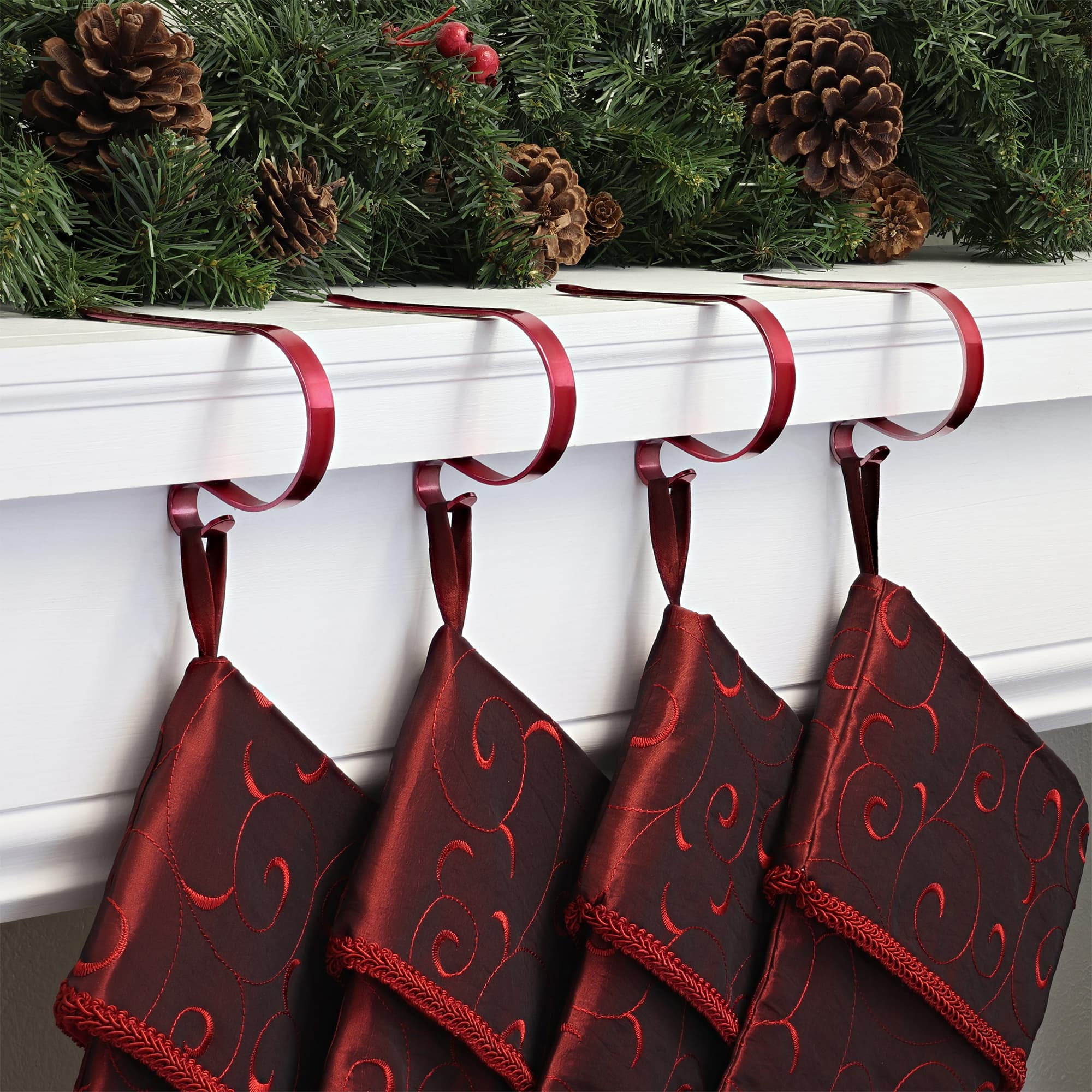 Original MantleClip® Painted Bright Red Stocking Holders, 4ct.