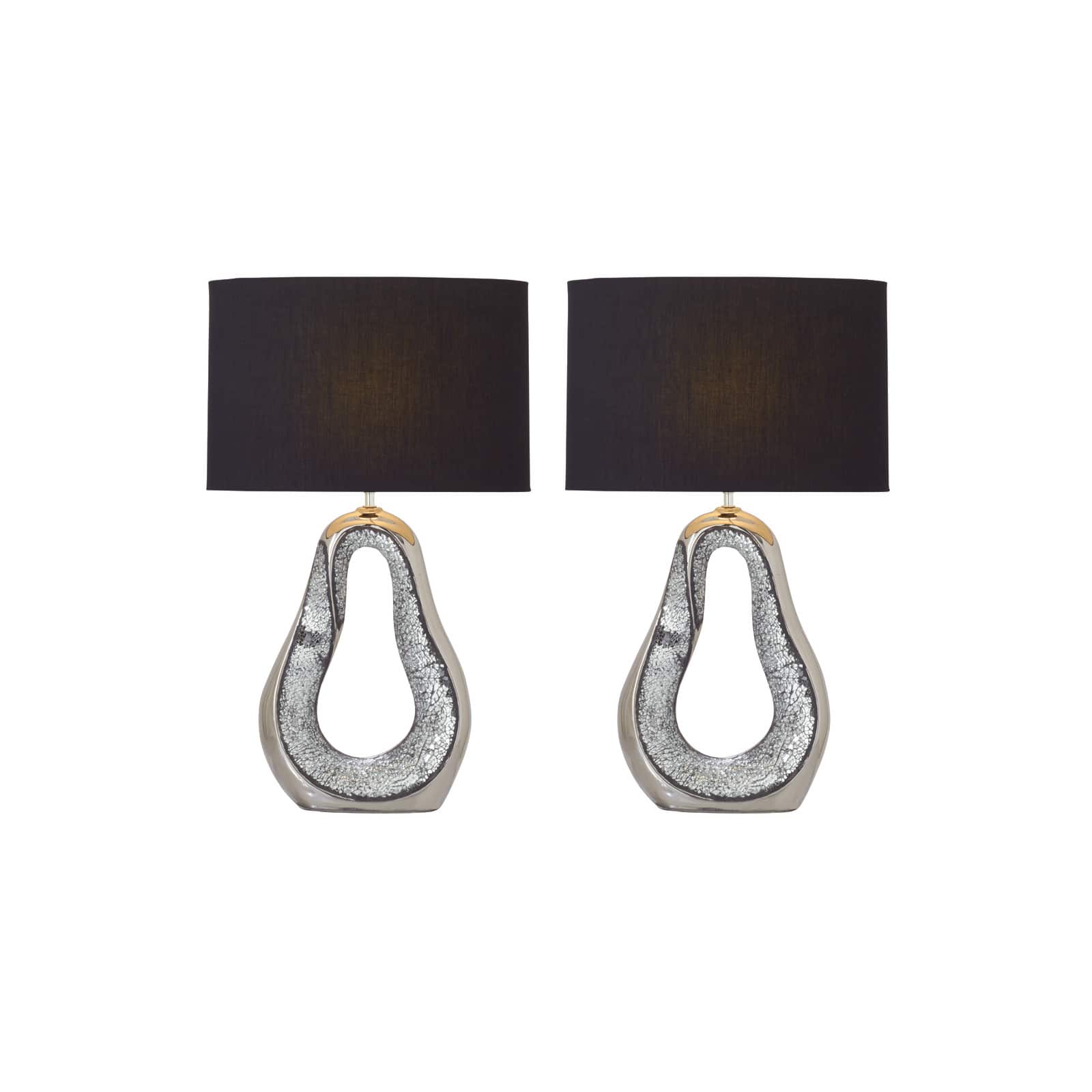 28" Silver Stoneware Glam Table Lamp, 2ct.