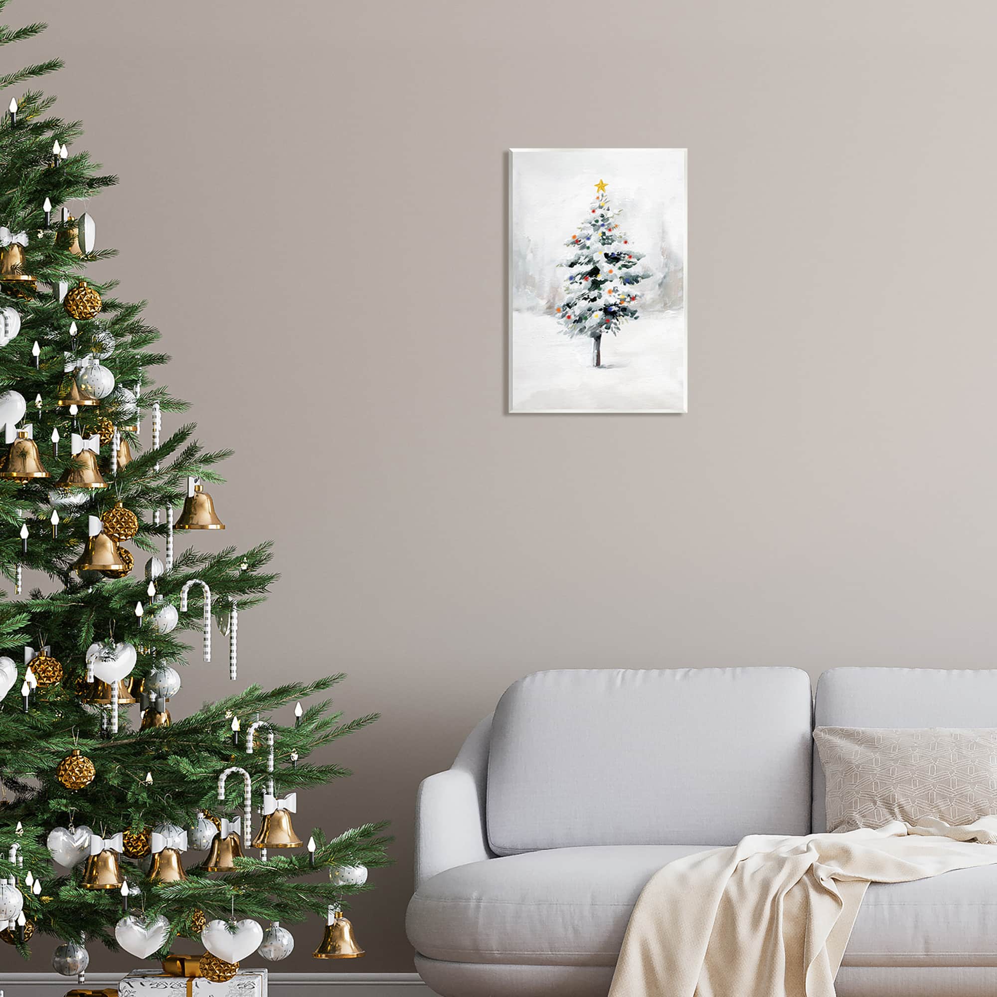 Stupell Industries Snowy Christmas Tree Landscape Wall Plaque Art