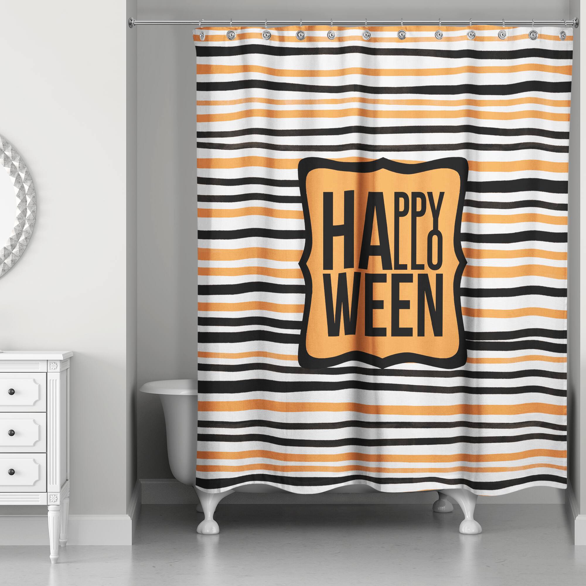 Happy Halloween Stripes Shower Curtain