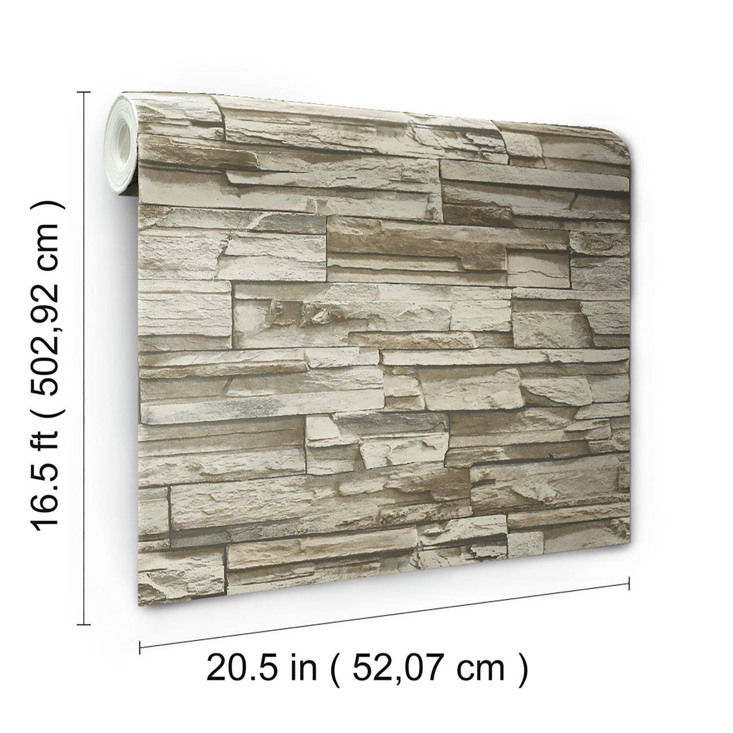 RoomMates Stacked Stone Peel &#x26; Stick Wallpaper