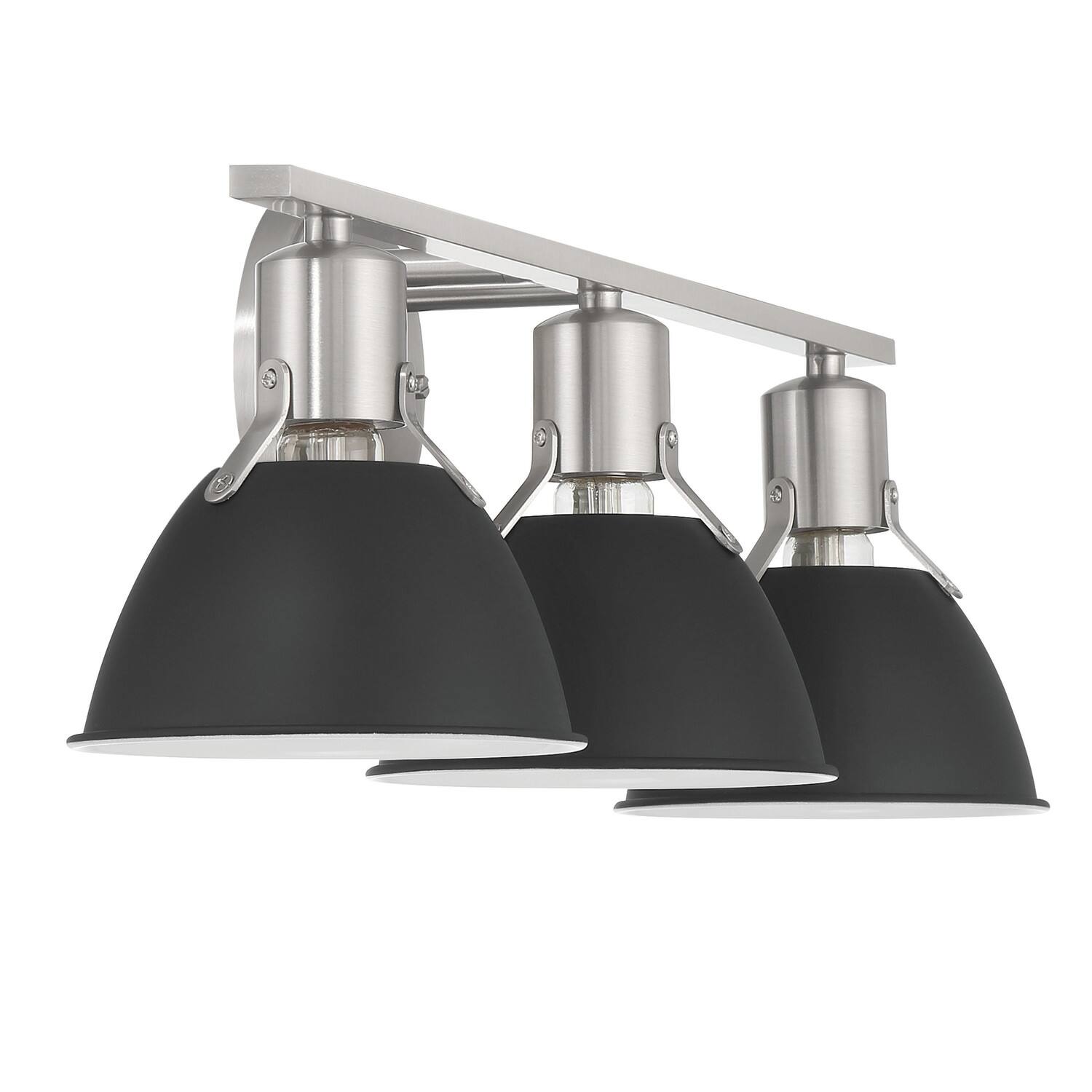 Cooper Black &#x26; Nickel Metal 3-Light Vanity Light with Etched Glass Shades