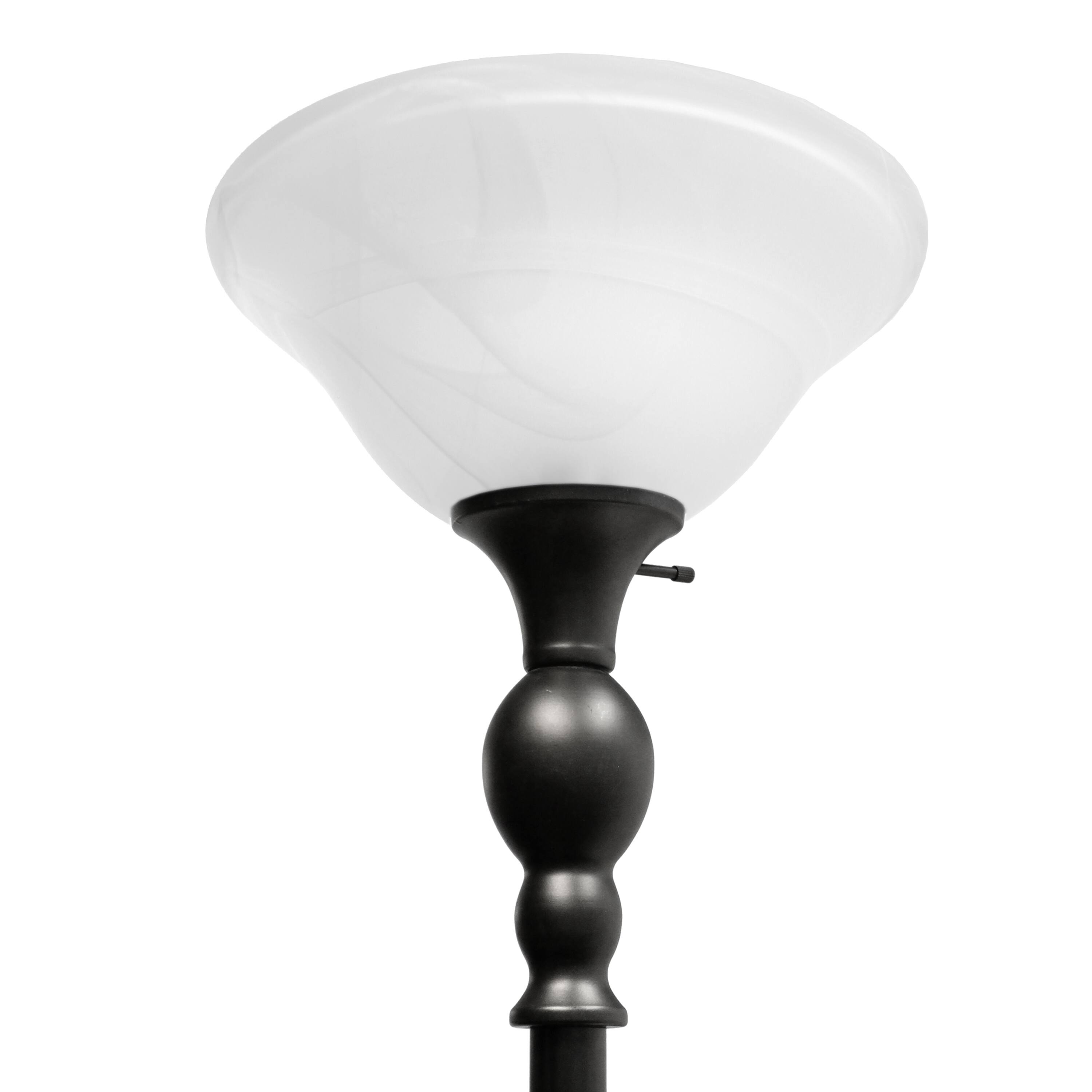 Lalia Home 6ft. Torchiere Floor Lamp with Marbleized Shade