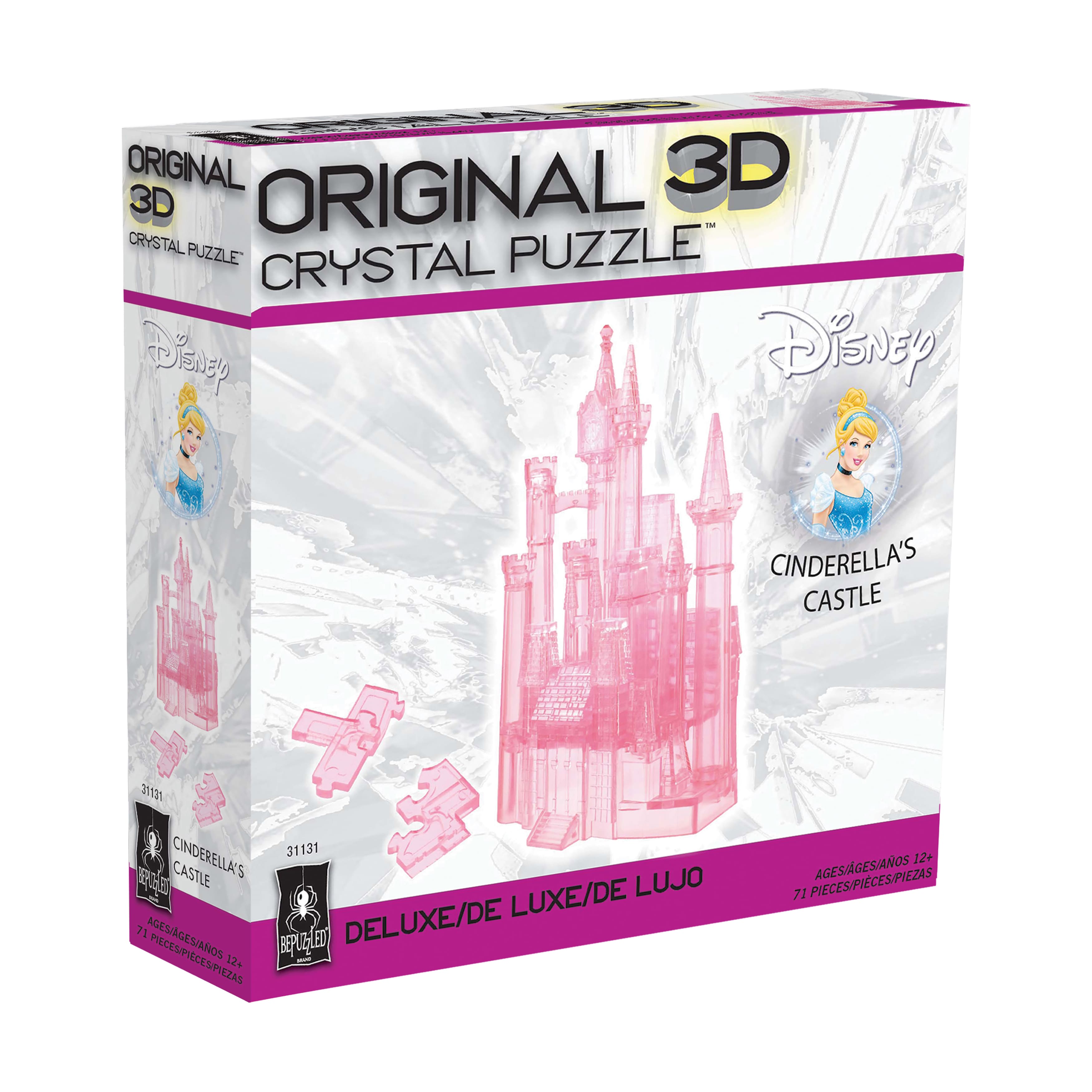 3D Crystal Puzzle - Disney Cinderella&#x27;s Castle (Pink): 71 Pcs