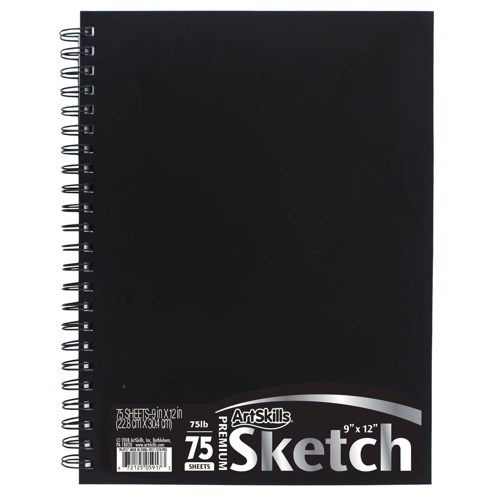 ArtSkills&#xAE; Black Spiral Sketchbook with Perforated Pages, 9&#x22; x 12&#x22;