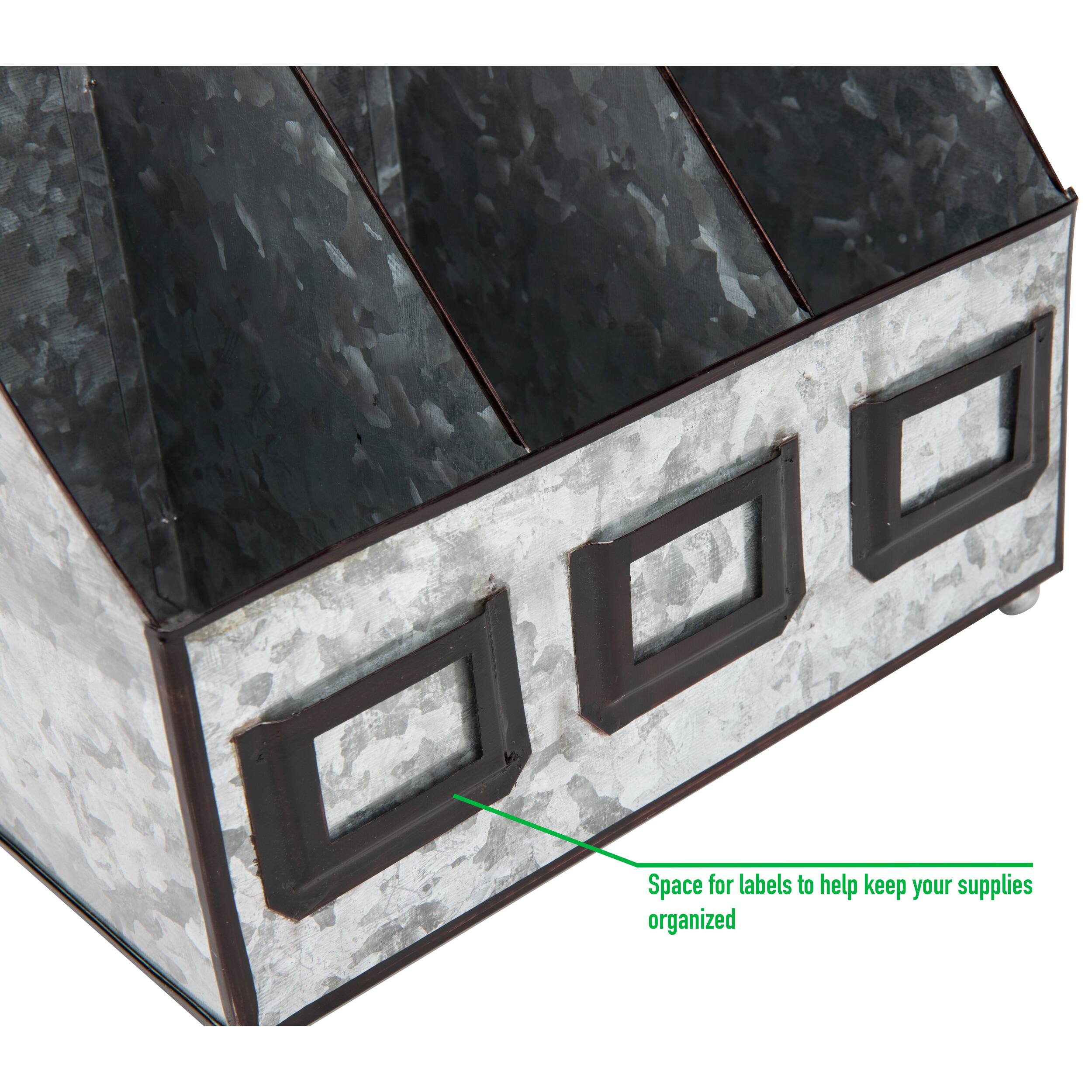 Mind Reader Silver Rustic Magazine Organizer