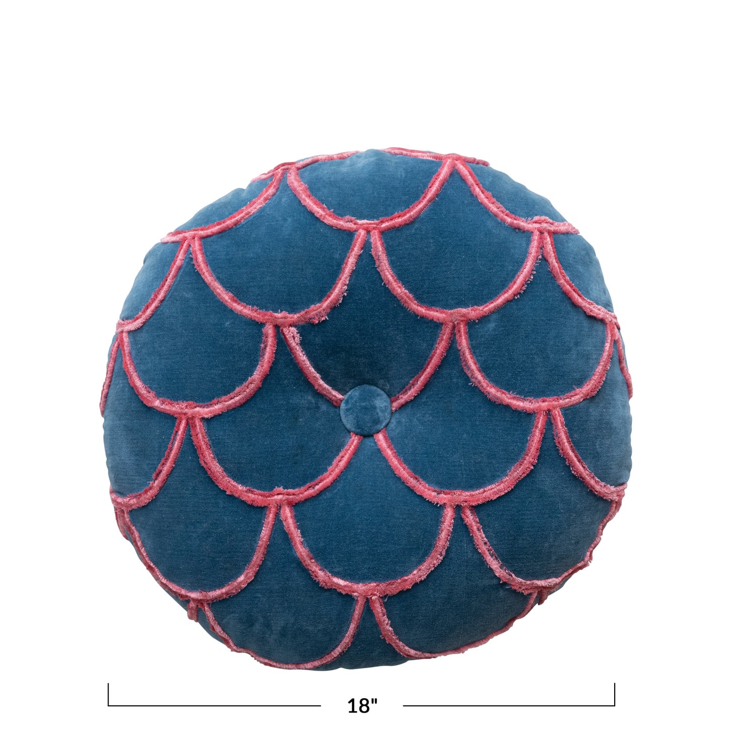 Hello Honey® Navy Blue & Pink Tufted Scallop Pattern Cotton Round Pillow