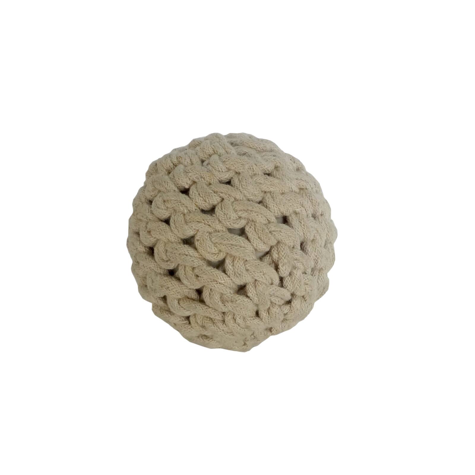 4" Natural Brown Rope Orb Accent Set
