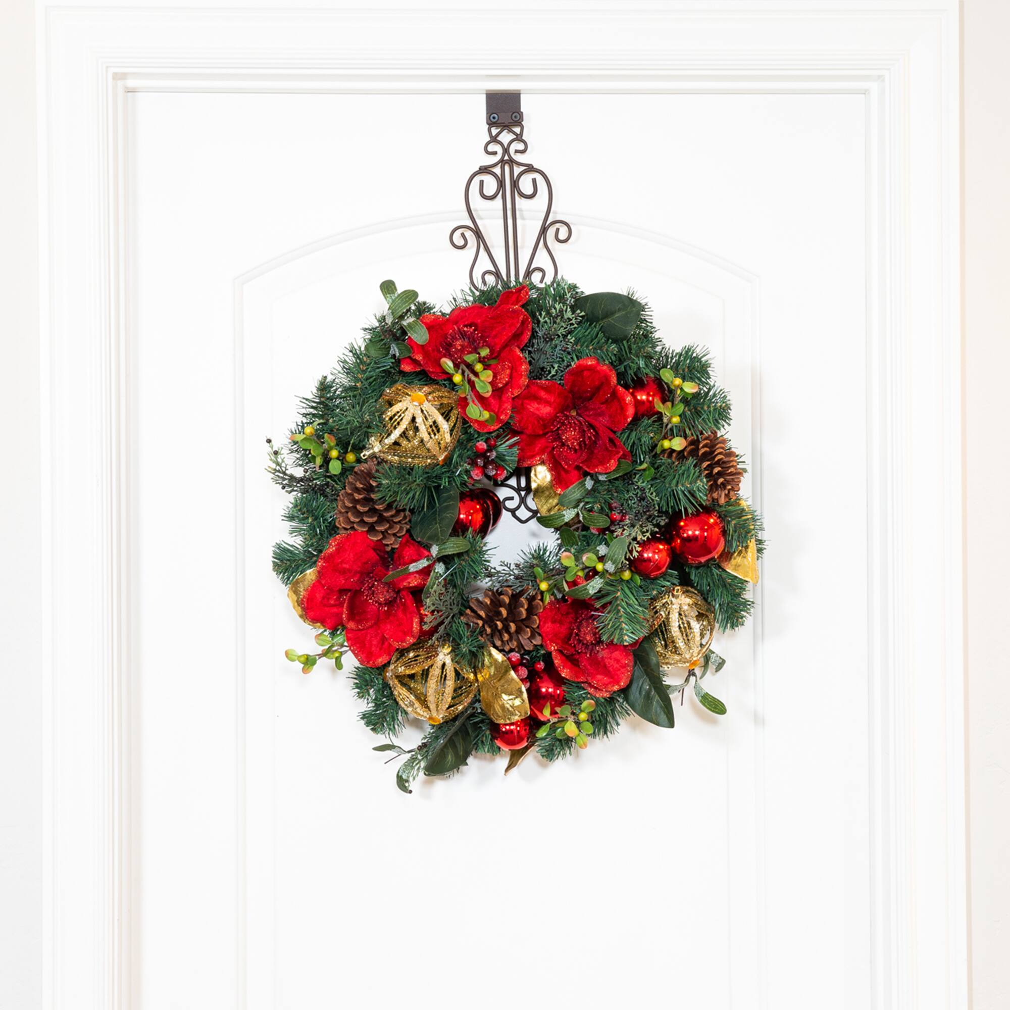 Village Lighting 24&#x22; Red Magnolia Wreath