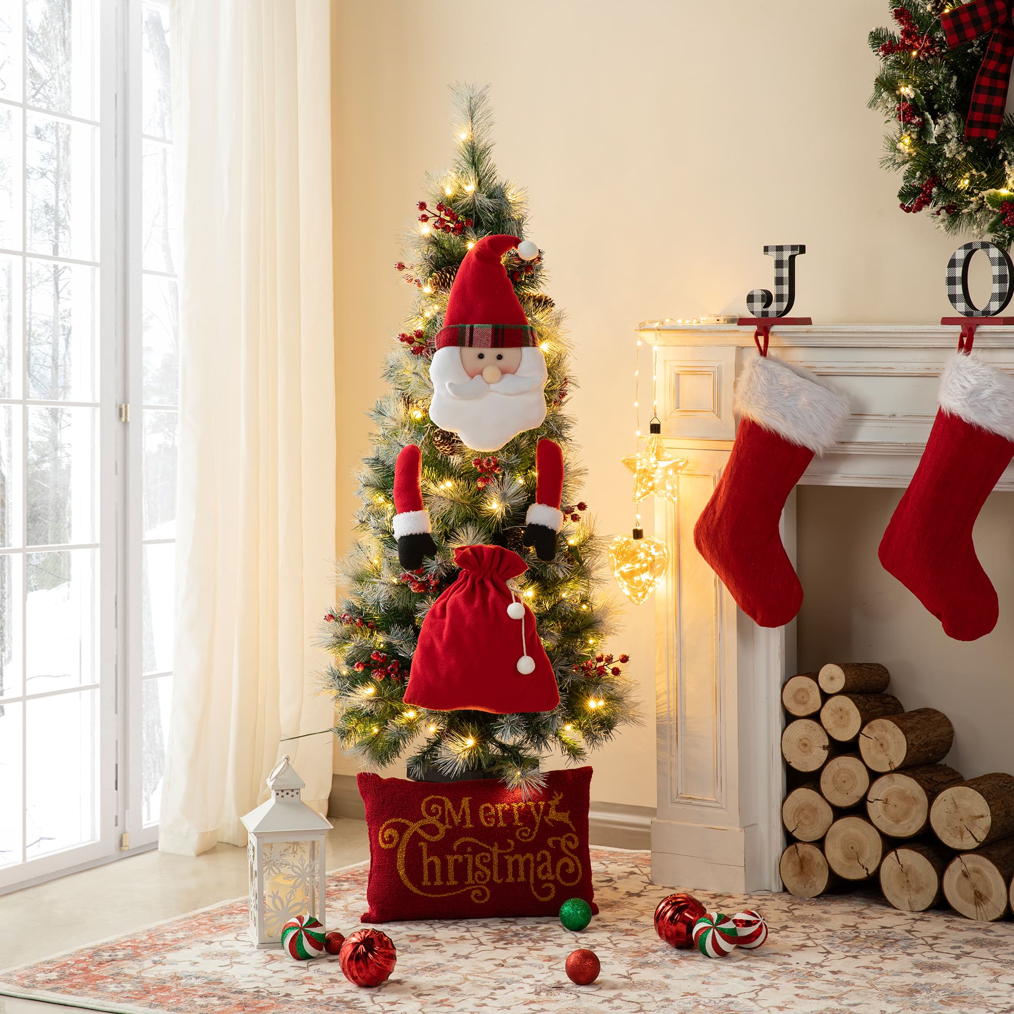 Glitzhome&#xAE; 20&#x22; Jumbo Christmas Fabric Santa Ornament Set