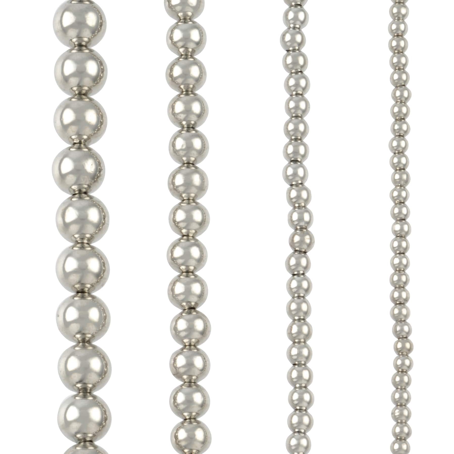 12 Pack: Rhodium Metal Round Beads Mix, by Bead Landing™