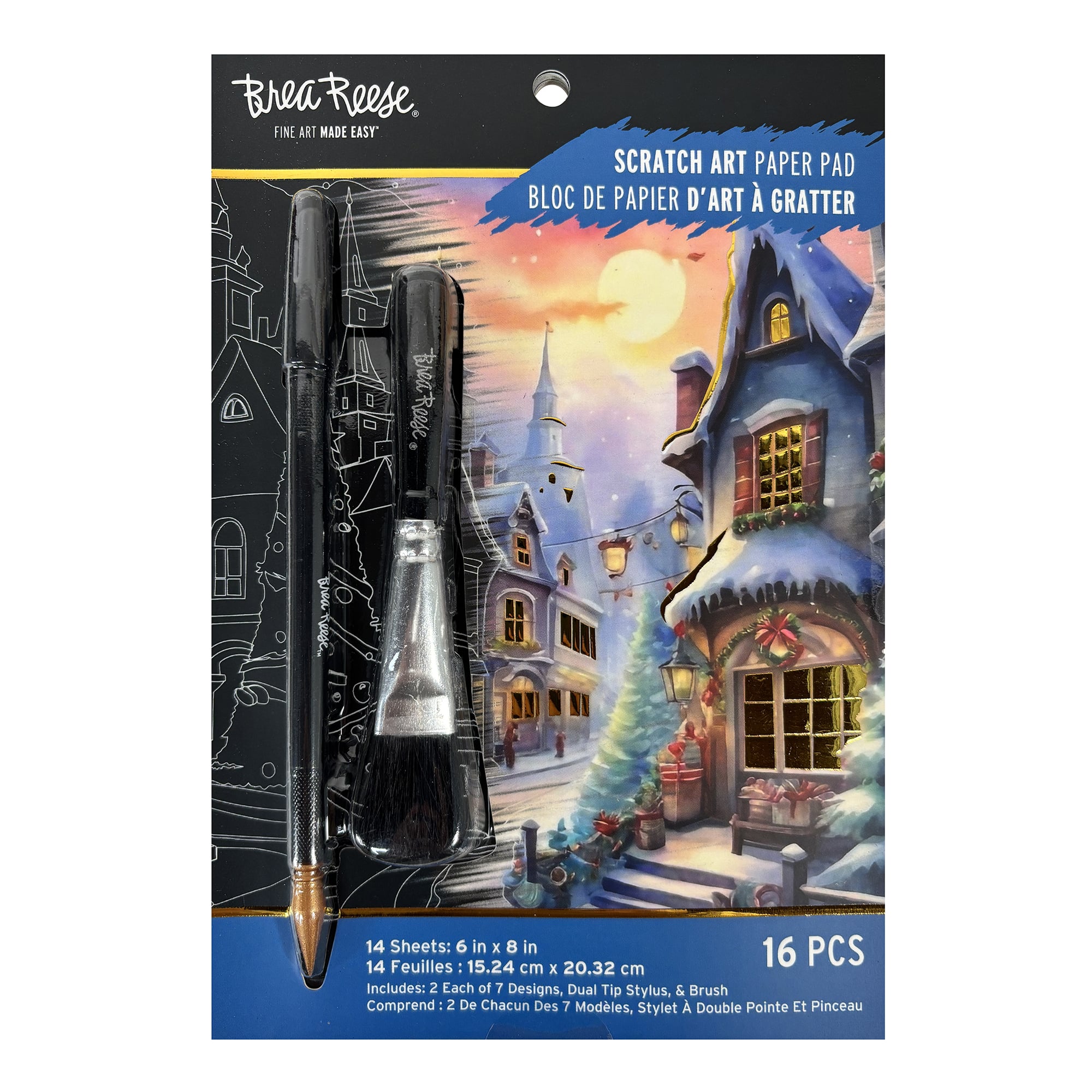 Brea Reese&#x2122; 6&#x22; x 8&#x22; Christmas Village Scratch Art Paper Pad