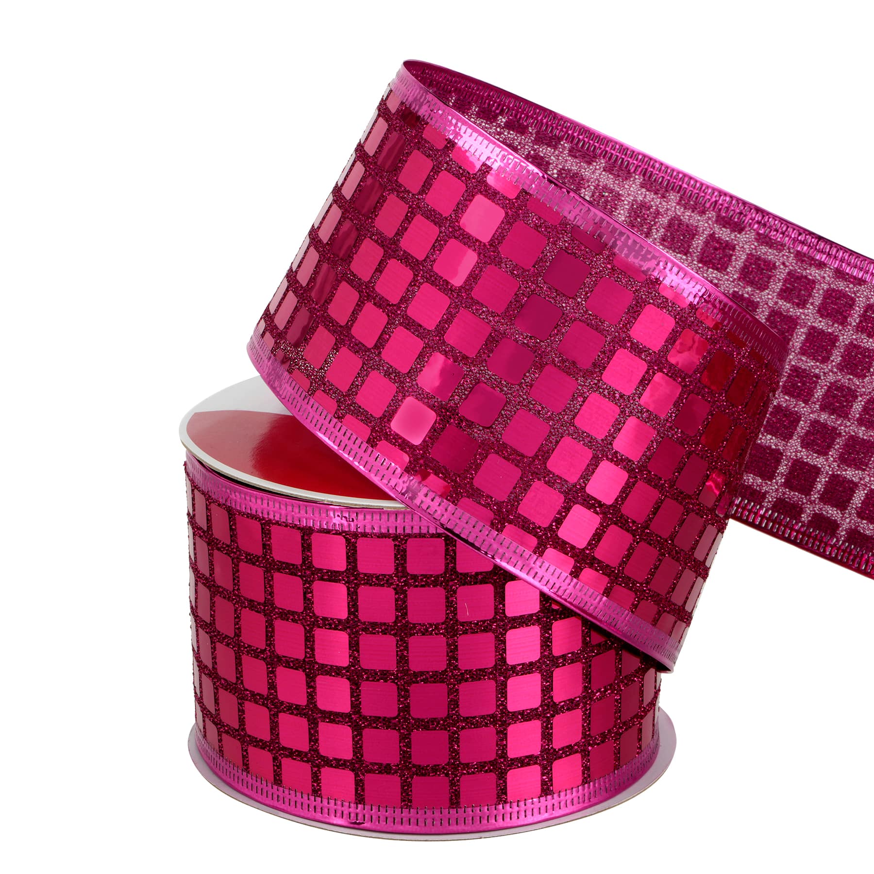2.5&#x22; x 18ft. Hot Pink Disco Wired Metallic Ribbon by Celebrate It&#xAE;