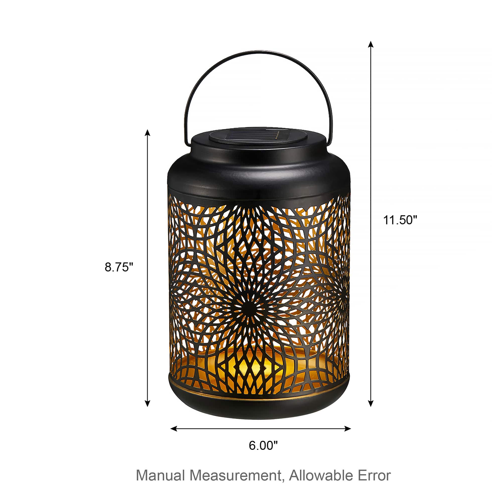 Glitzhome® 9" Cutout Metal Solar Powered Outdoor Hanging Lantern