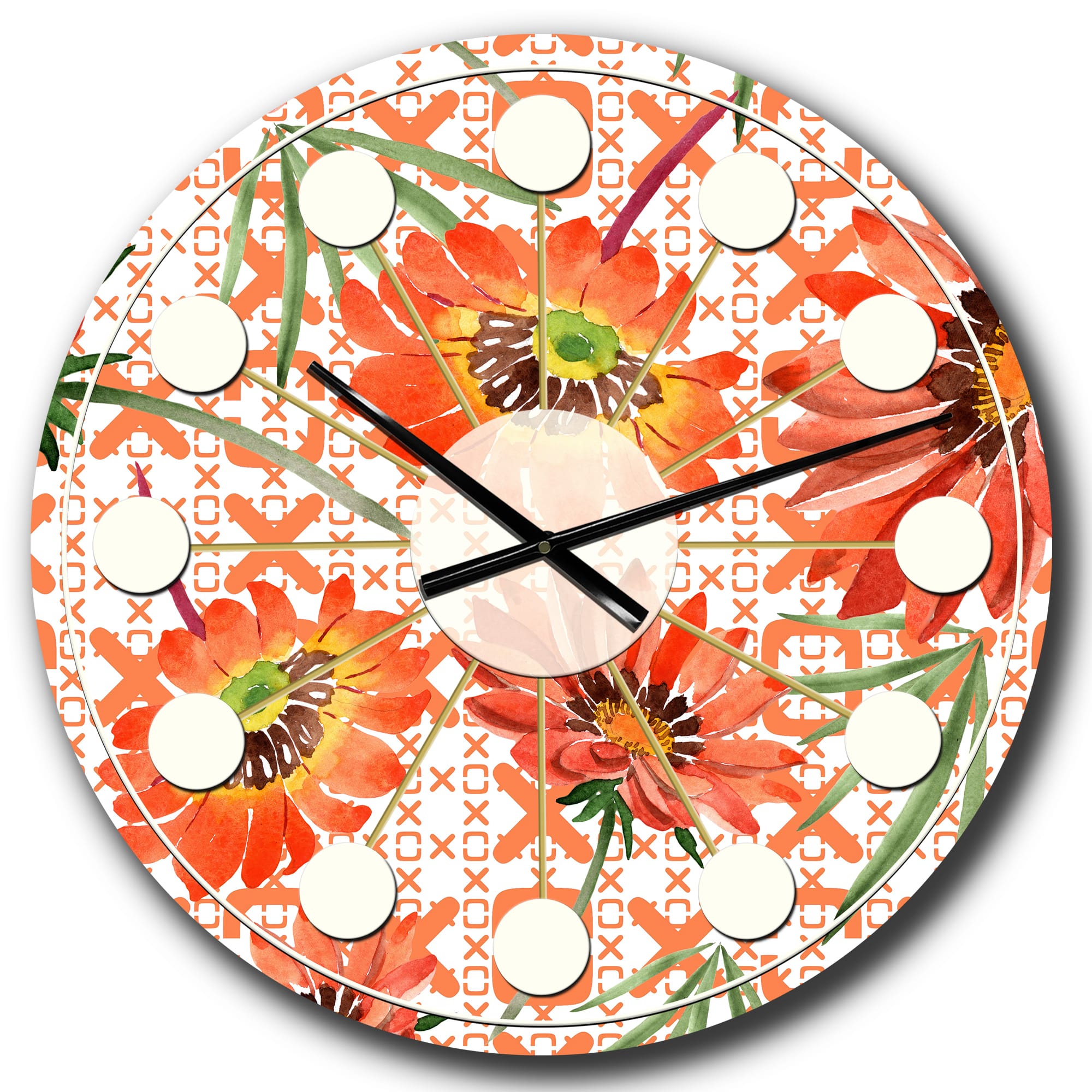 Designart Floral Botanical Retro I Mid-Century Modern Wall Clock